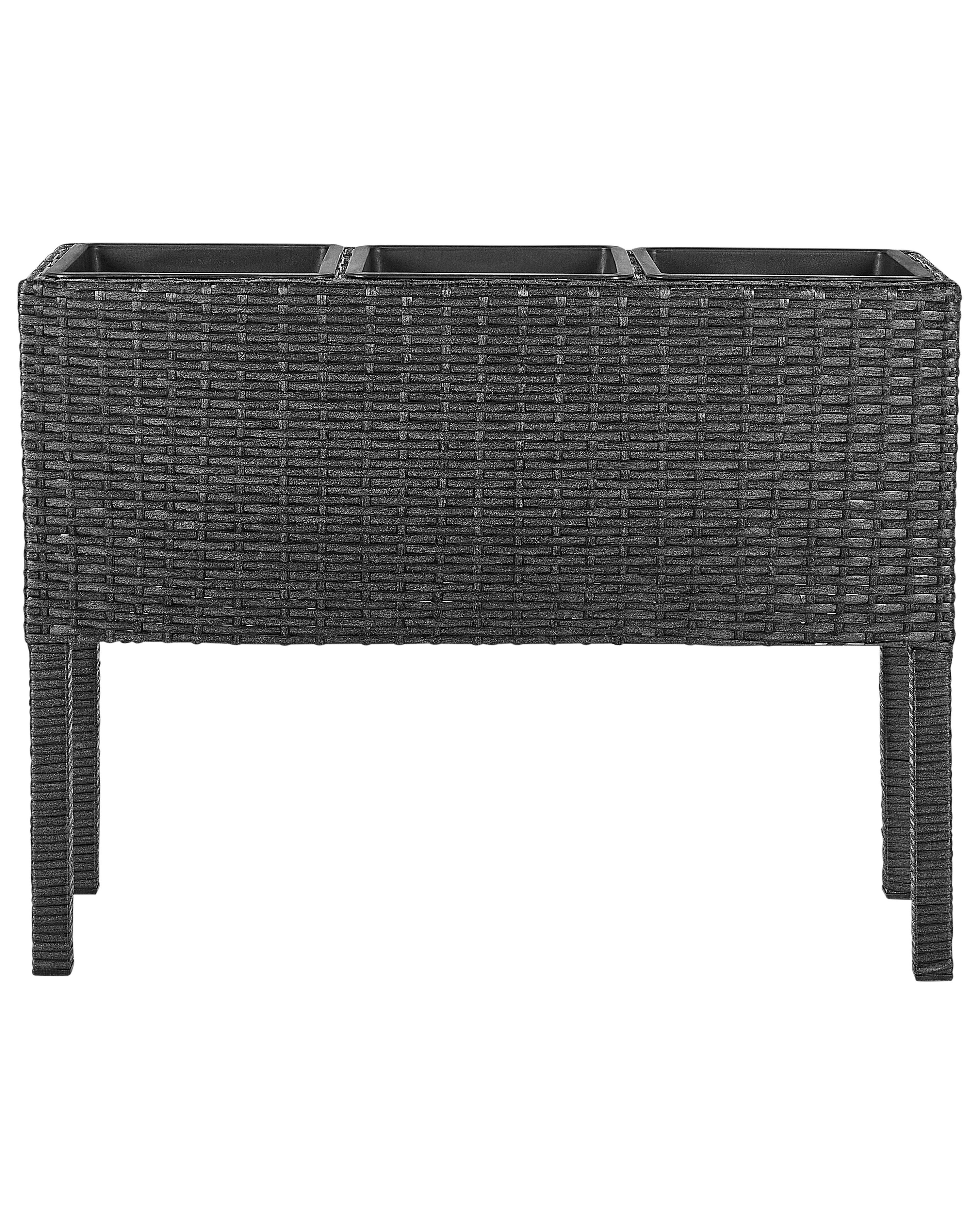 Elevated Plant Pot CARAGANA PE Rattan 77 cm Black