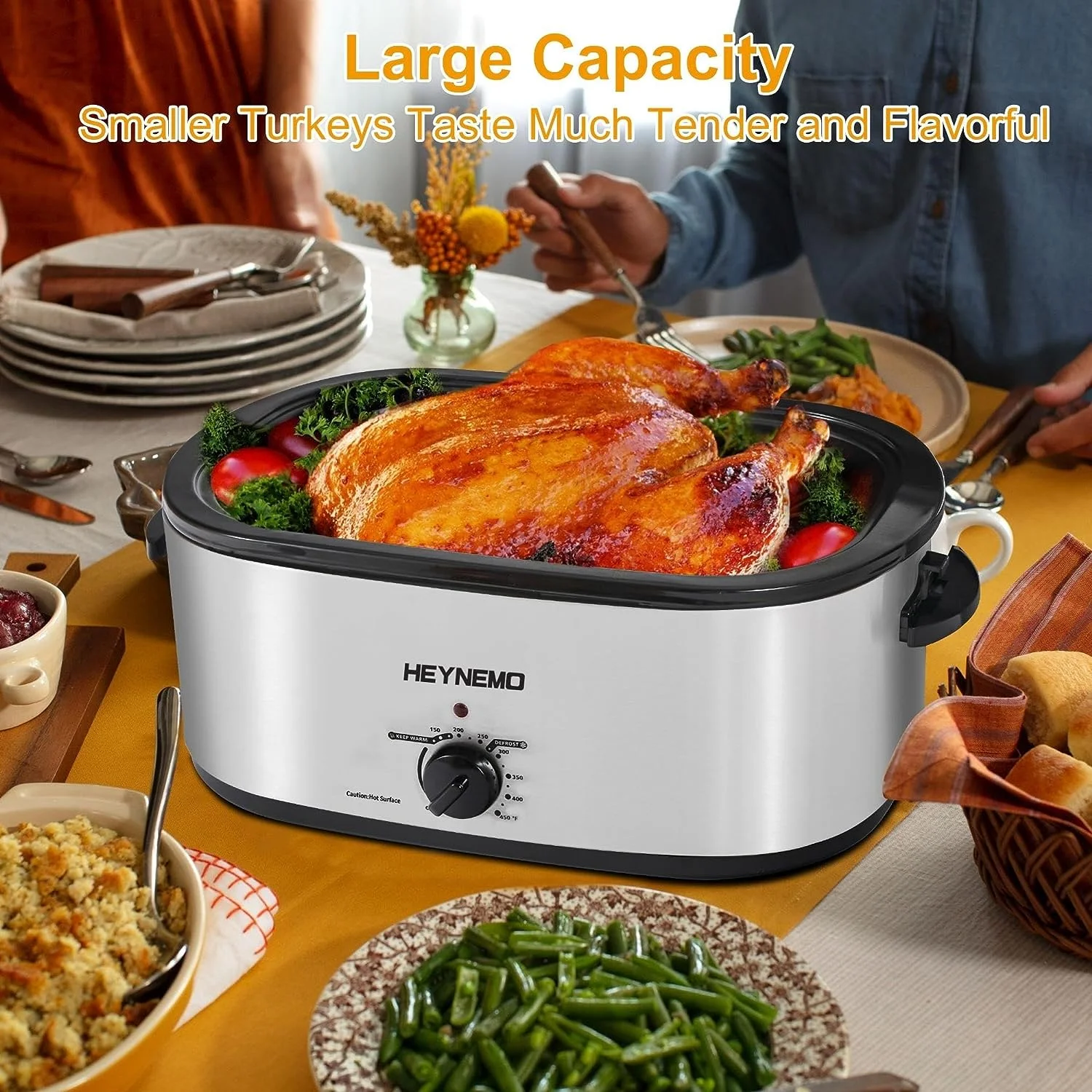 Superjoe 26QT Electric Roaster Oven, Stainless Steel, Self-Basting Lid Removable Insert Pot, Black - Image 25