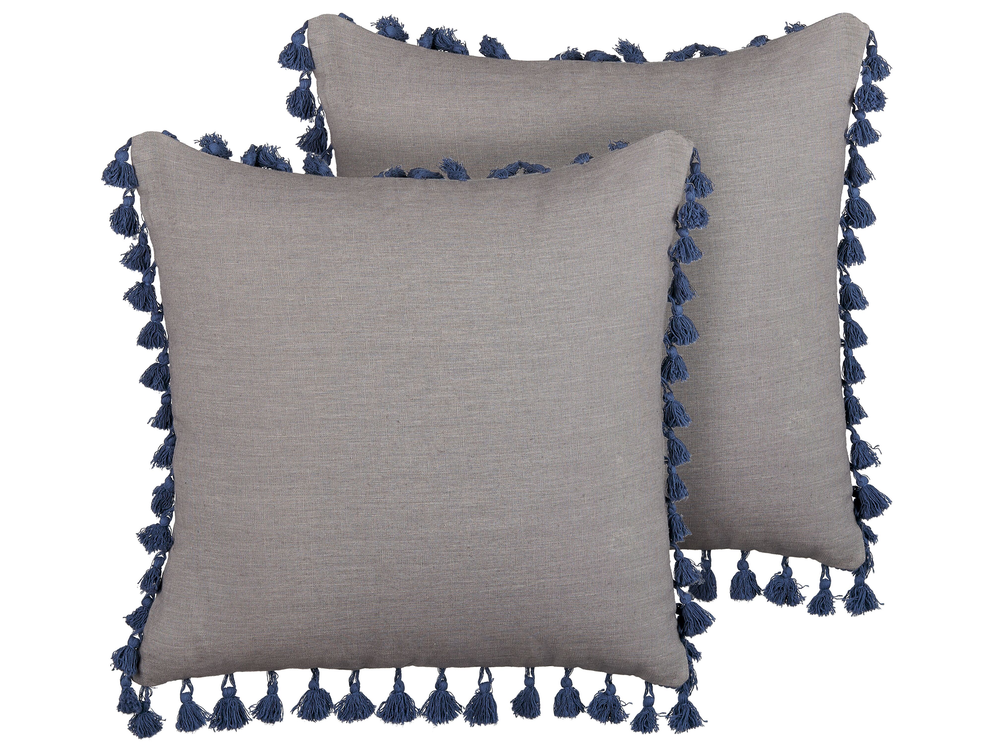 Set of 2 Decorative Cushions CARPINUS Linen 45 x 45 cm Grey Solid