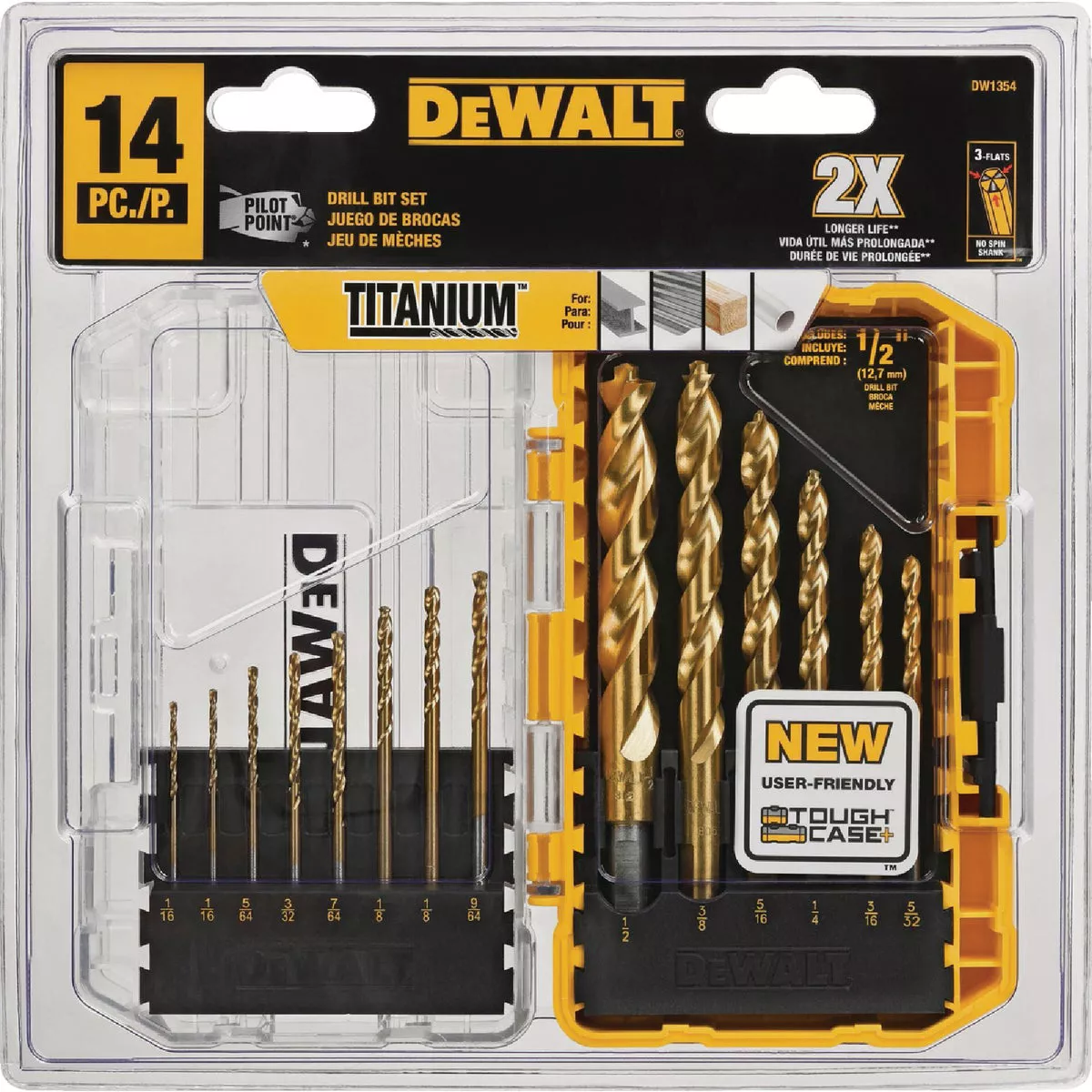 DeWalt 14-Piece Titanium Pilot Point Drill Bit Set