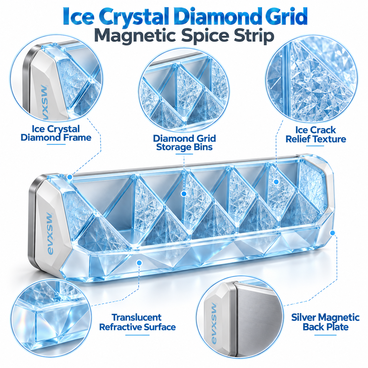 Ice Crystal Diamond Grid Magnetic Spice Strip