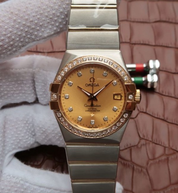 Replica Omega V6 Constellation 123.20.35 Diamonds Bezel YG Dial - Top club