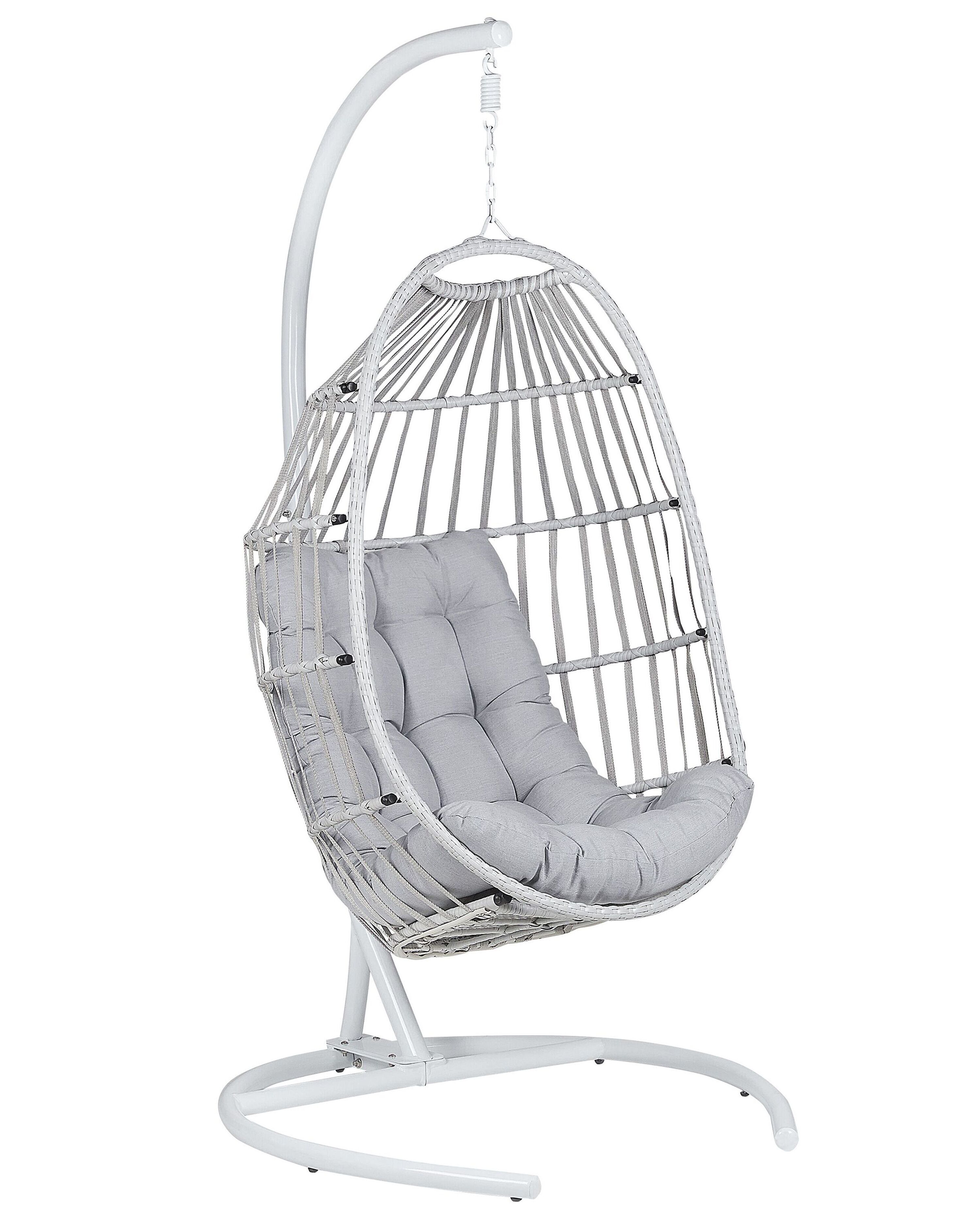 Hanging Chair with Stand SESIA PE Rattan Light Grey