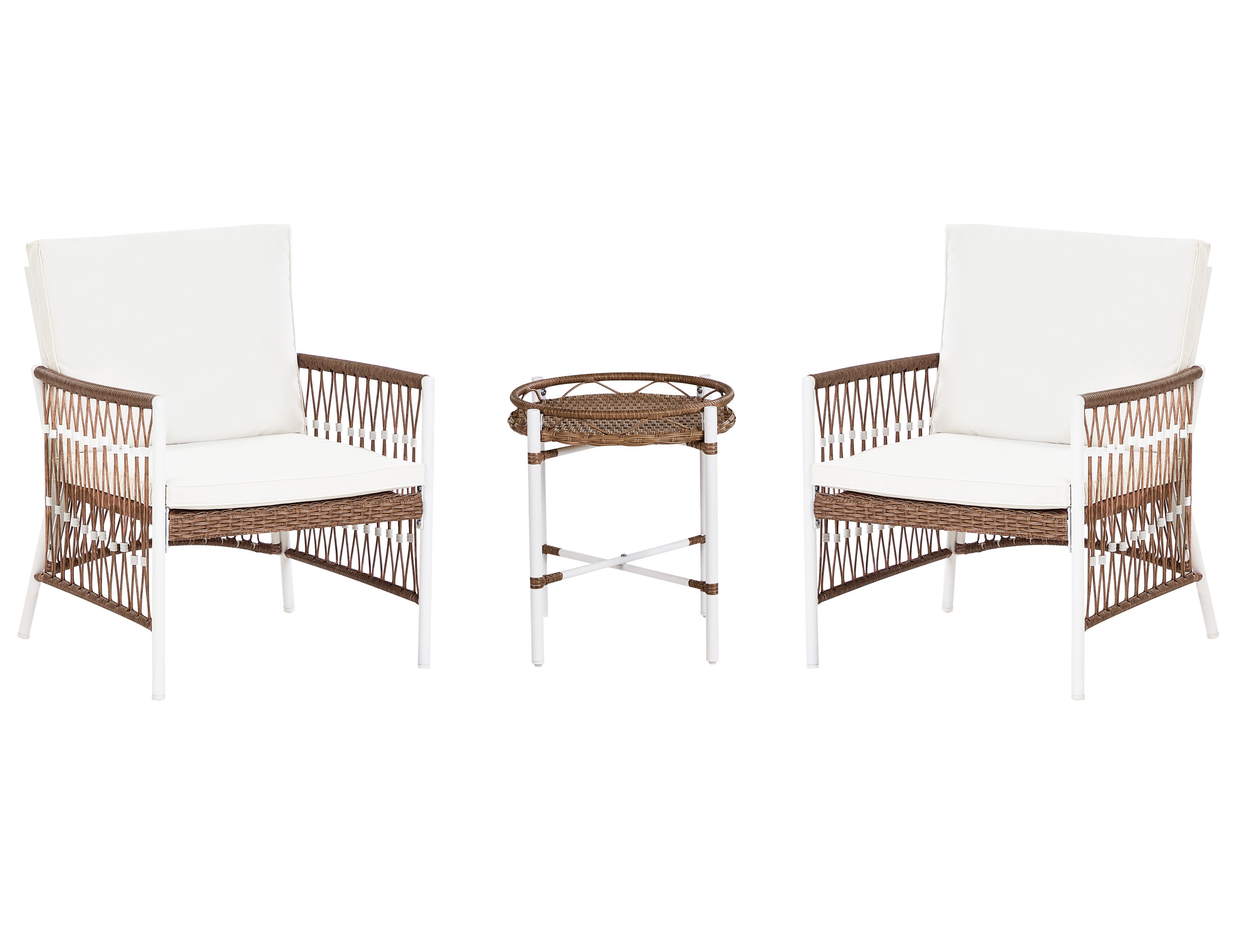 Bistro Set with Cushions LEVICO Metal White