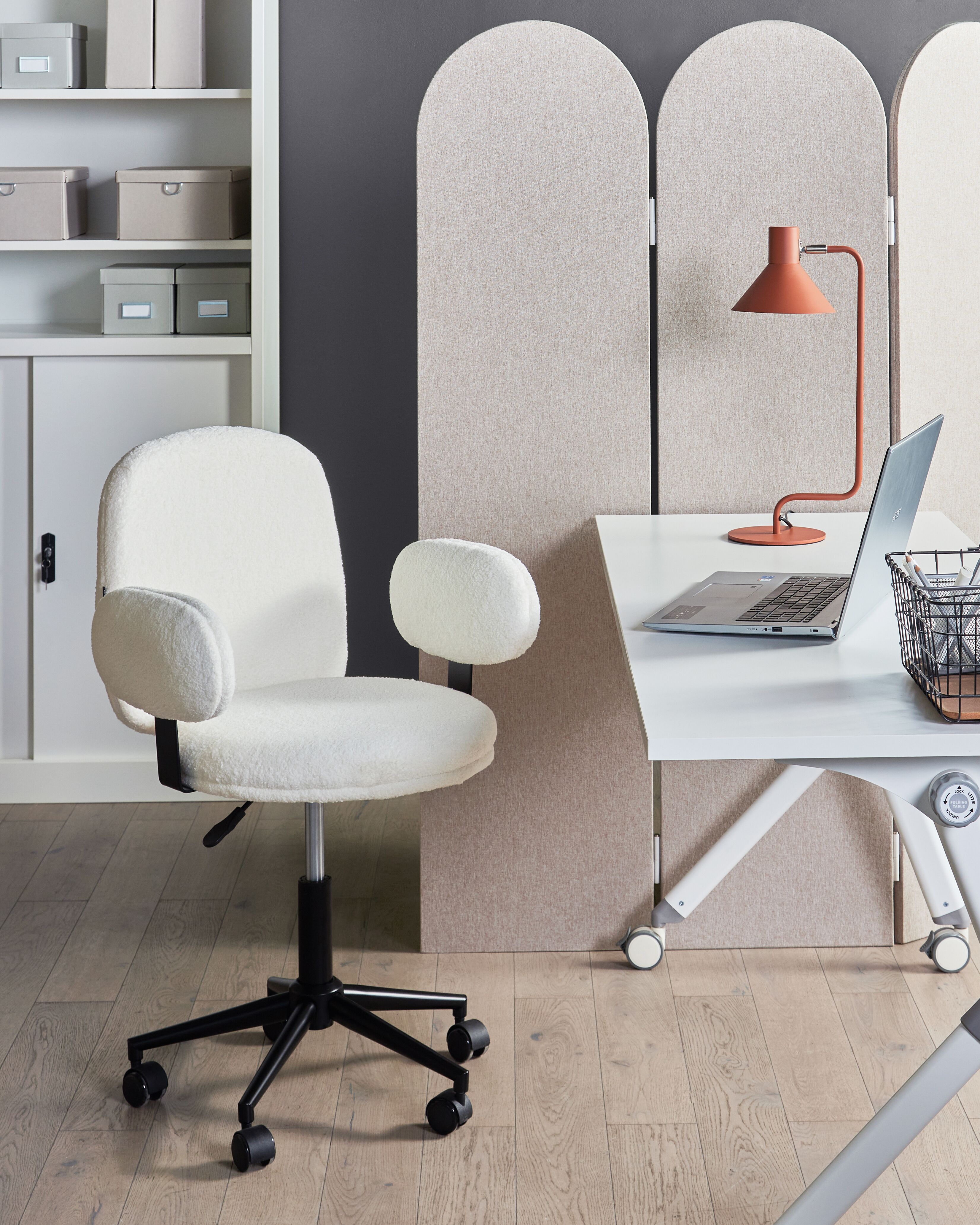 Desk Chair MORAGA Boucle Off-White