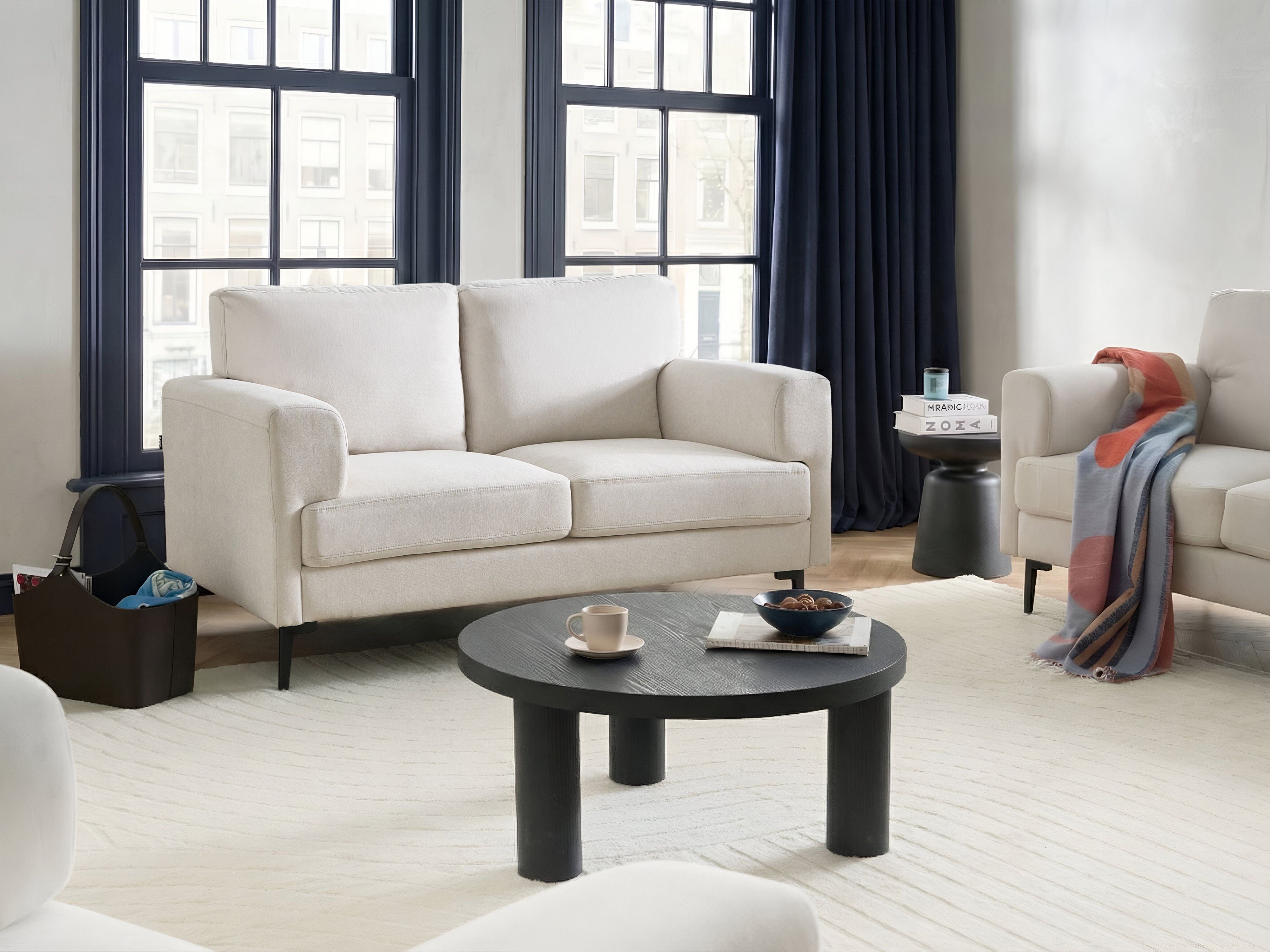 Sofa 2 Seater LOUSTO Fabric Light Beige