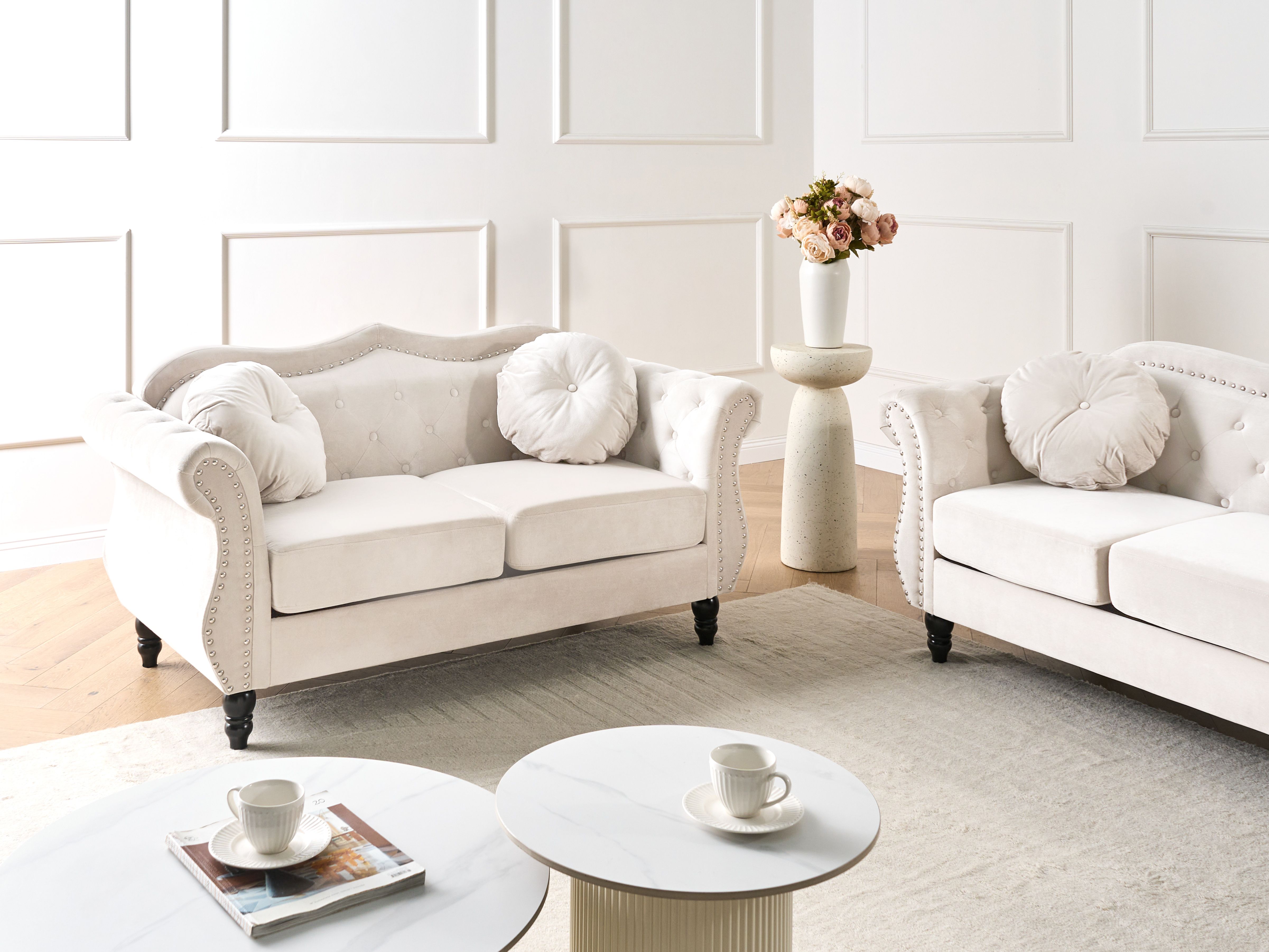 Sofa 2 Seater SKIEN Velvet Light Beige