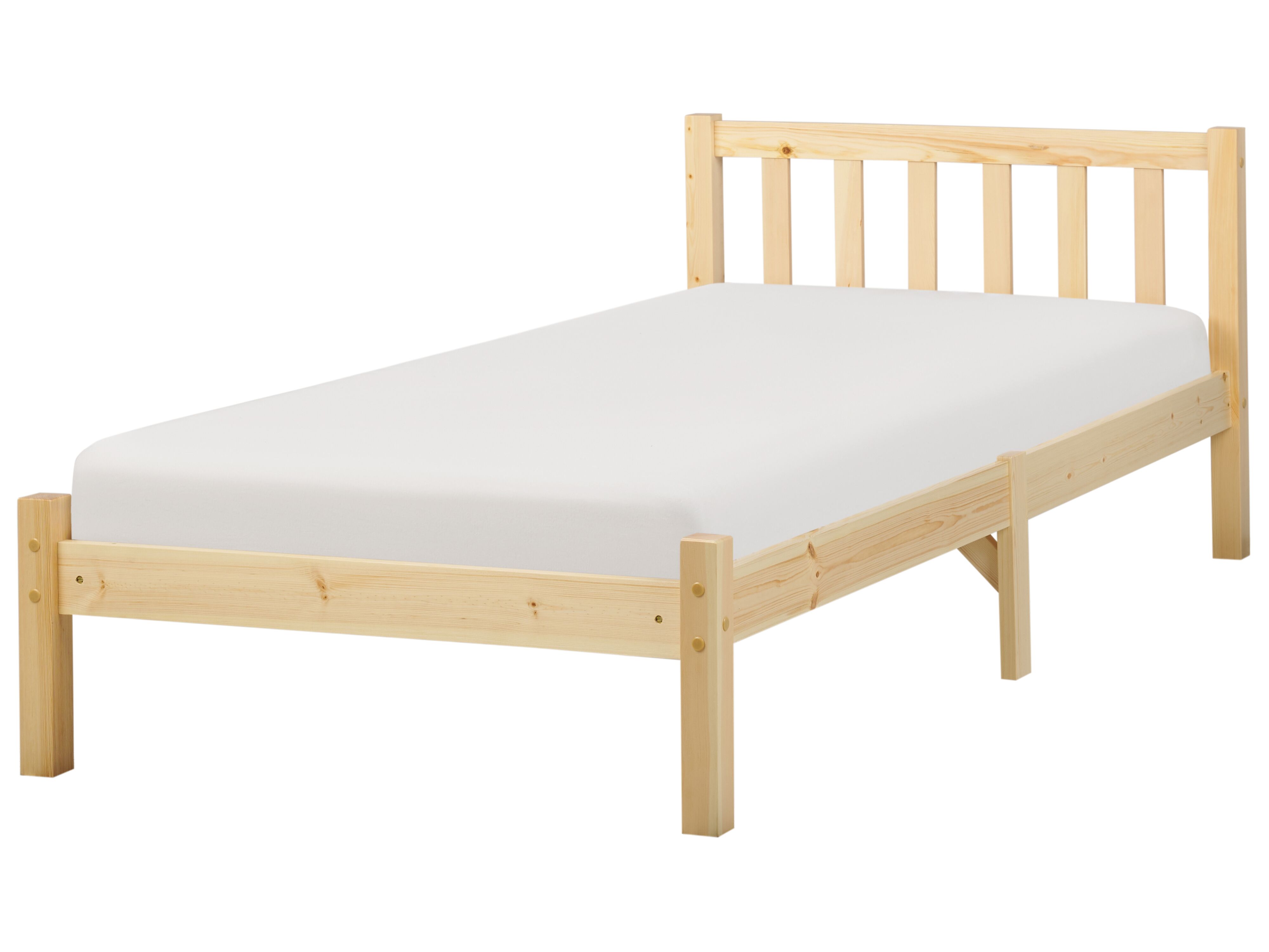 Bed Pine Wood FLORAC 90 x 200 cm (EU Single) Light Brown