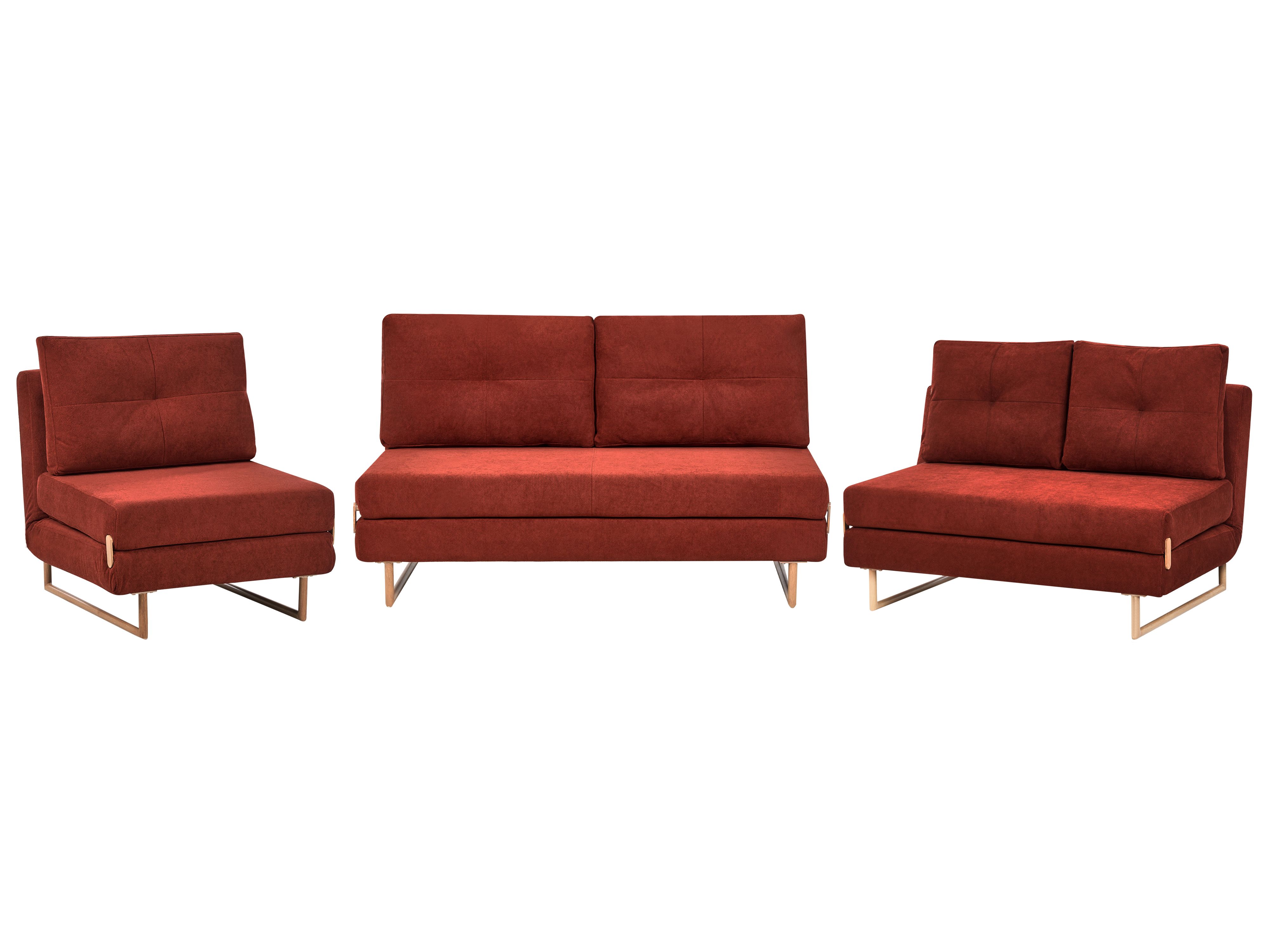 Living Room Set 6 Seater JERSLEV Fabric Red