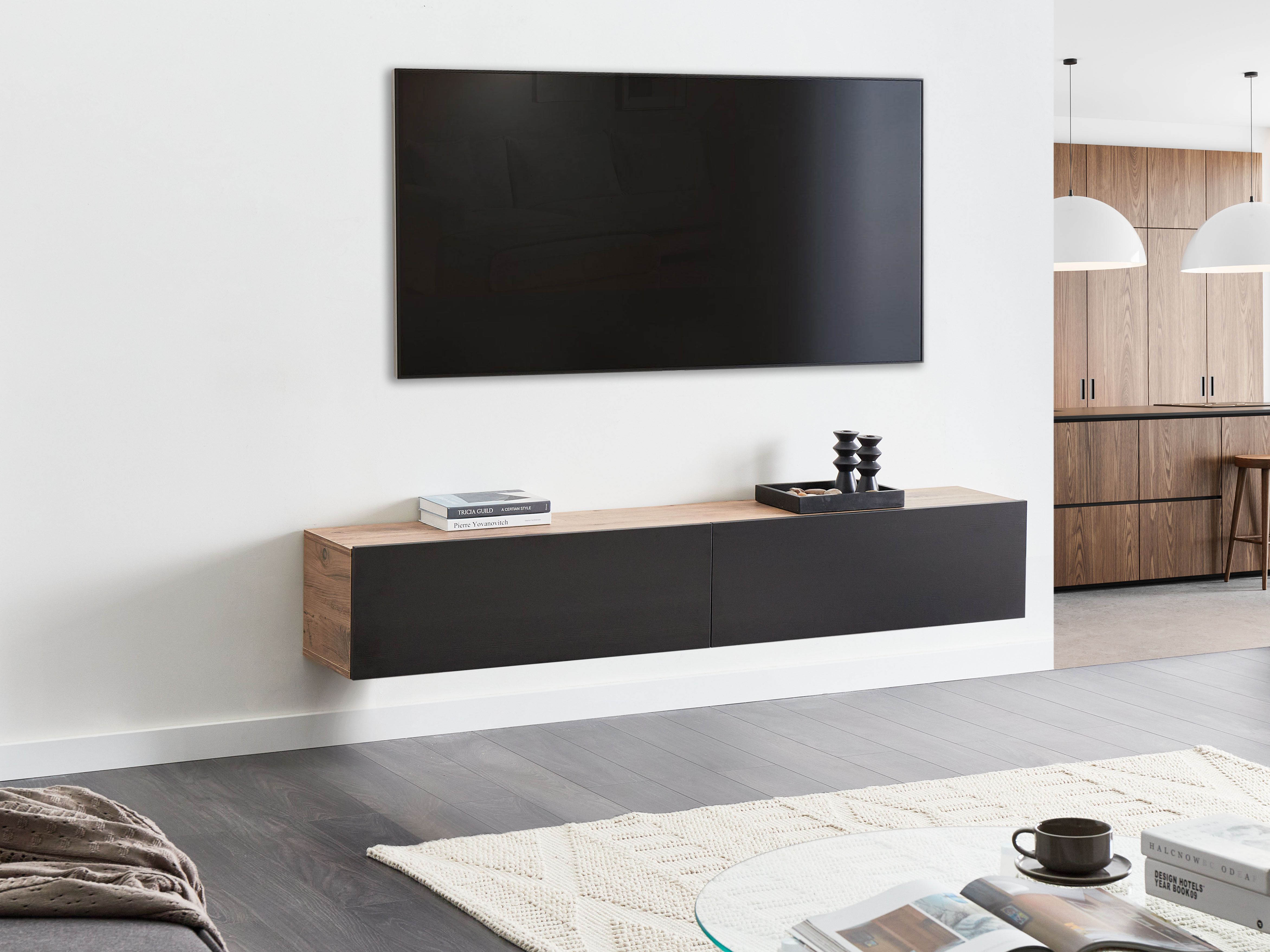 Wall Mounted TV Stand GLADSTONE Brown/ Black