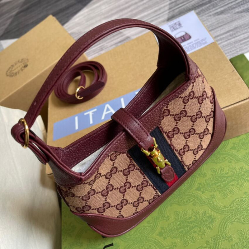 Replica Gucci Jackie 1961 Mini Shoulder Bag 637092 In Burgundy Gg Canvas1:1High-quality replica