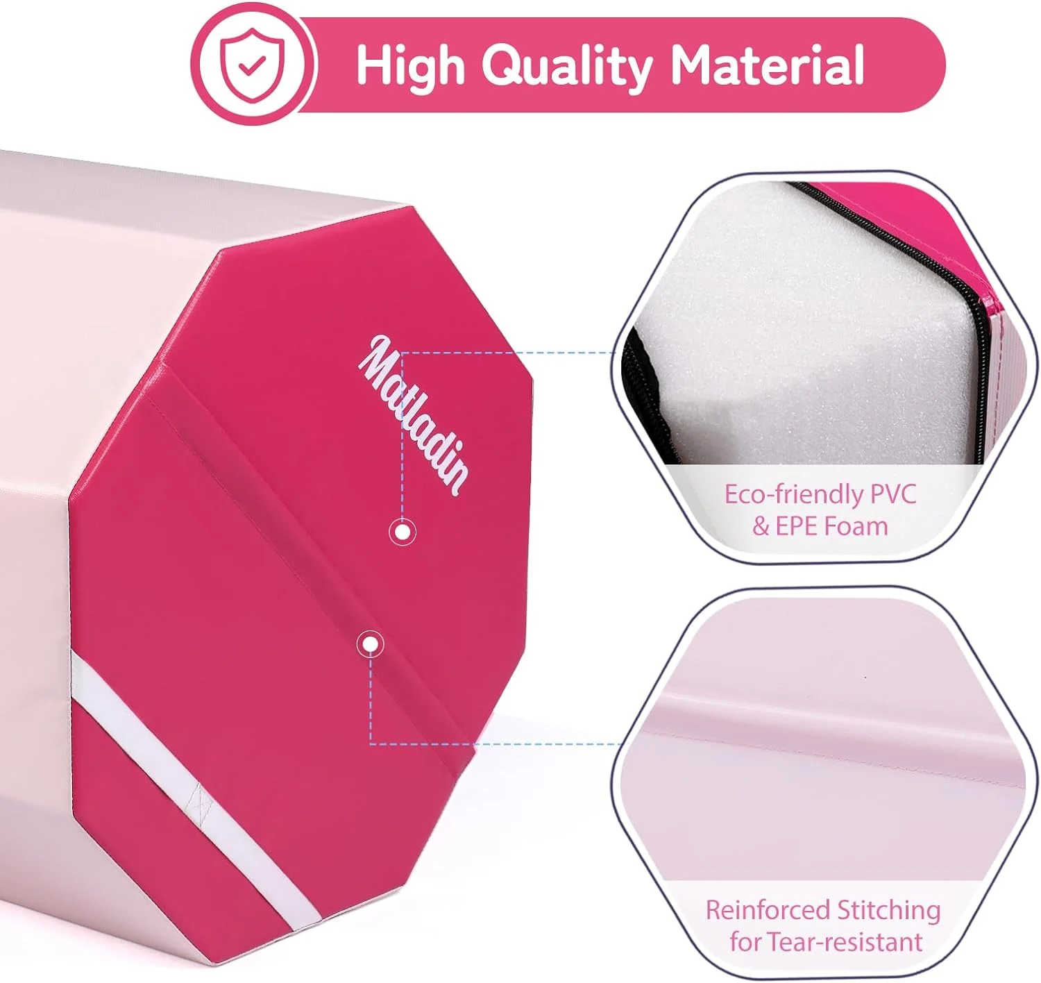 Matladin Octagon Gymnastics Skill Shapes, PVC Pink, 9.7 lb - Image 23