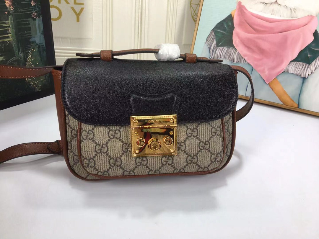 Replica Gucci Padlock Mini Bag Black/White1:1High-quality replica