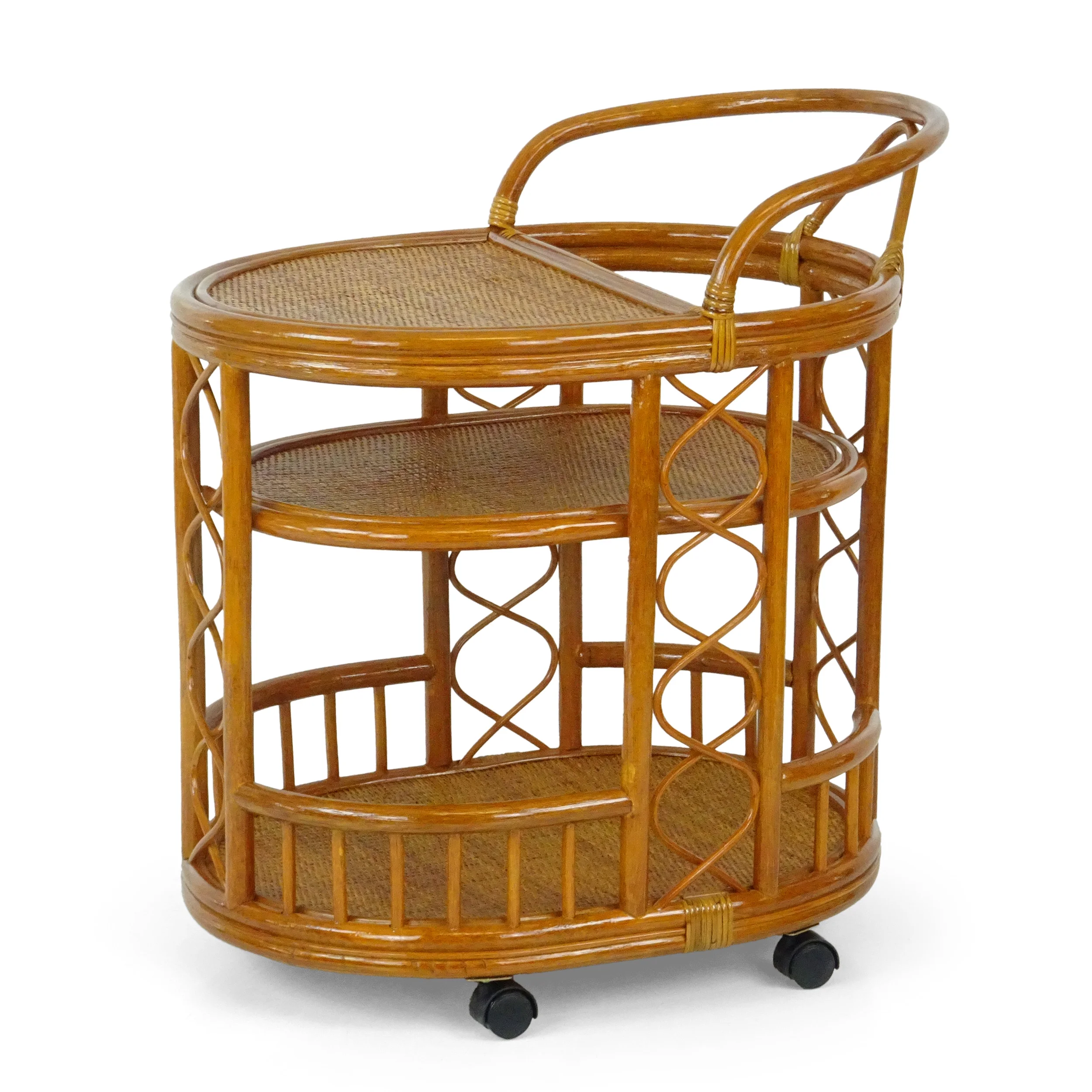 SK New Interiors Trolly Moving Serving Cart Bar Table ECO Natural Rattan Wicker Handmade, Colonial - Image 5