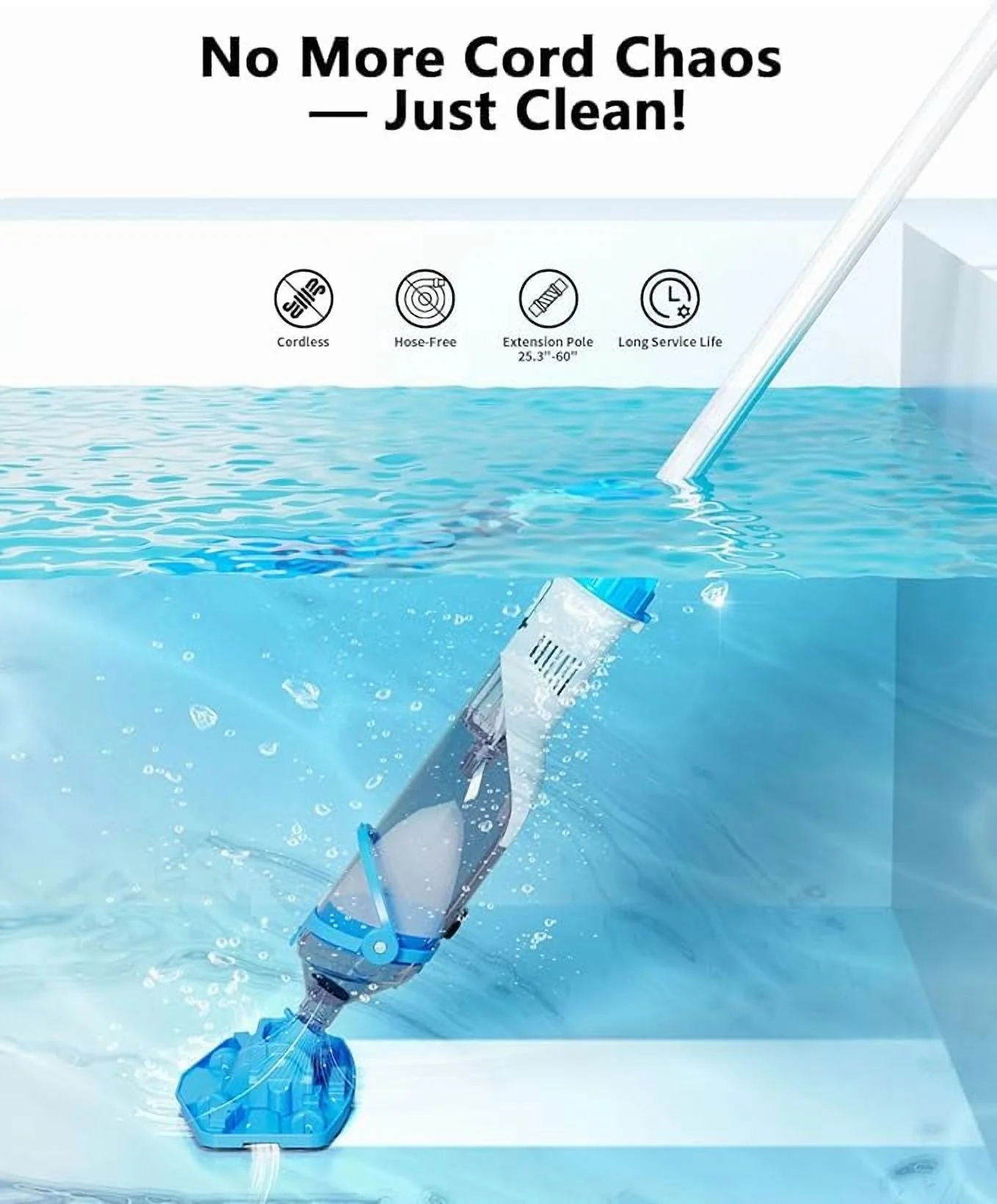 LANCHEZ Cordless Pool Vacuum with Strong Suction, Handheld Rechargeable Swimming Pool Cleaner with Powerful Suction up to 17.5 GPM for Inground and Above Ground Pools, Hot Tubs - Image 11