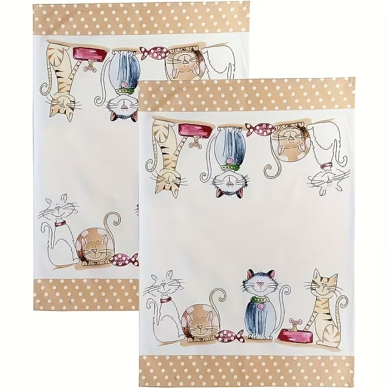 Cartoon cat Pattern Tea Towel, Hand Towel Cleaning Cloth, Super Fine Fiber Material Soft and Durable