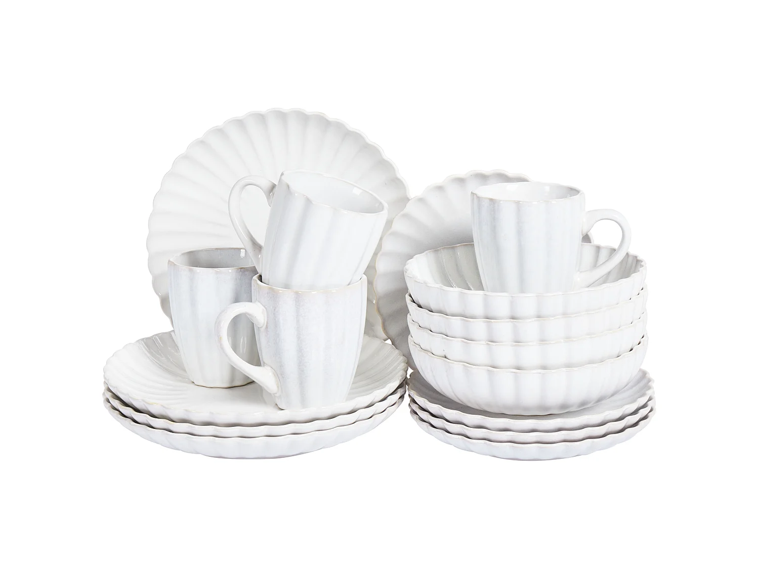 Set de 16 couverts de table NETTLE Grès Blanc cassé