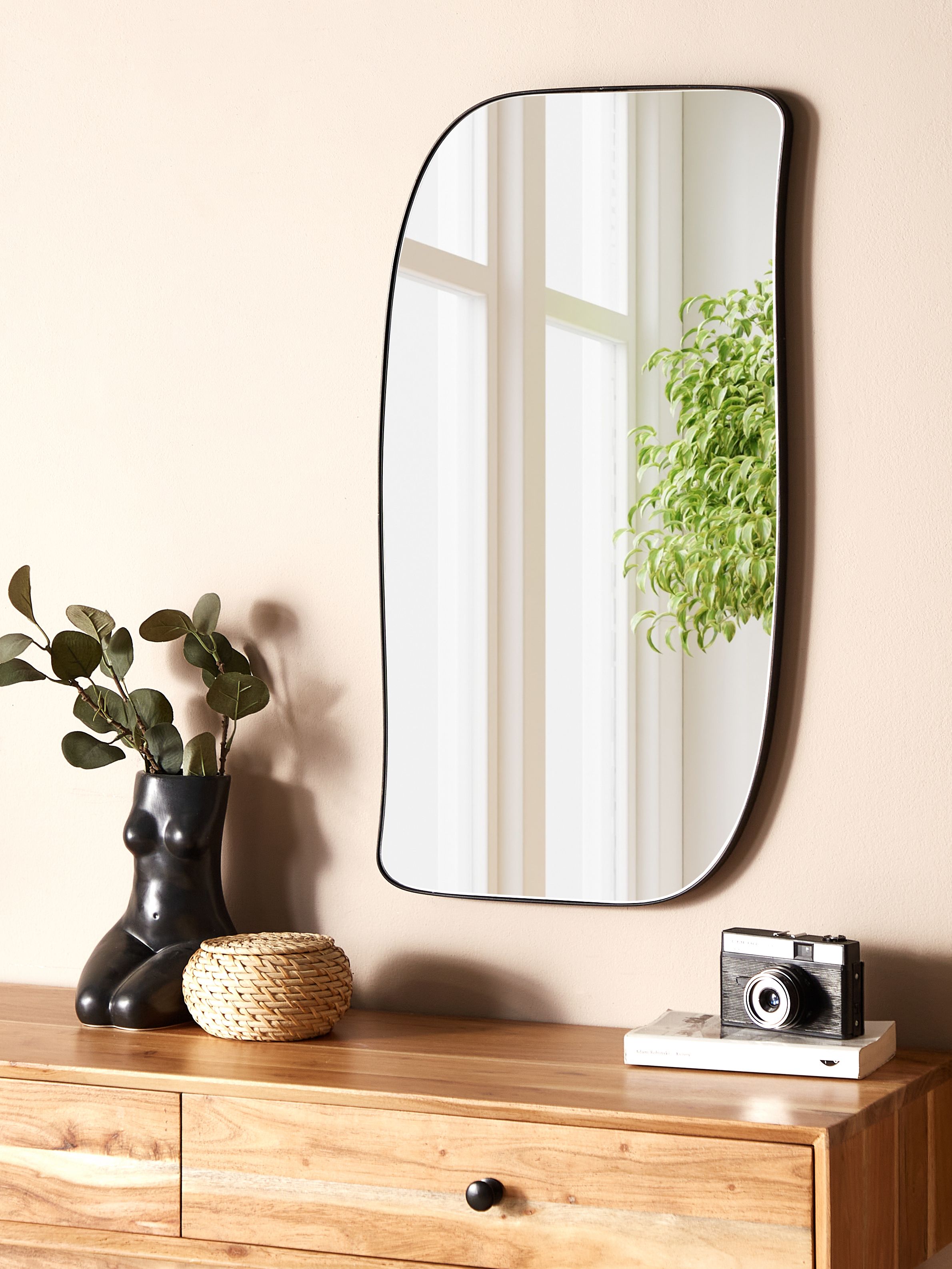 Wall Mirror MONTCLUS 37 cm 70 cm Metal Black