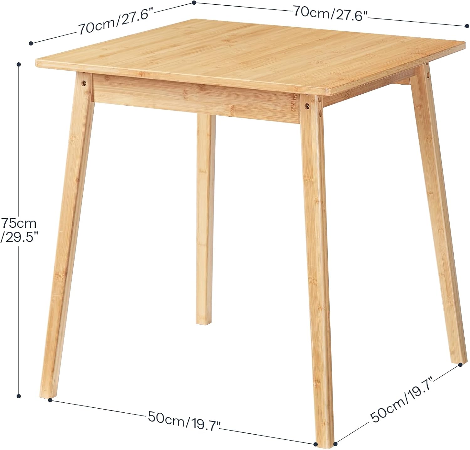 HOOBRO Bamboo Dining Table, Square Dining Table for 2, 27.6