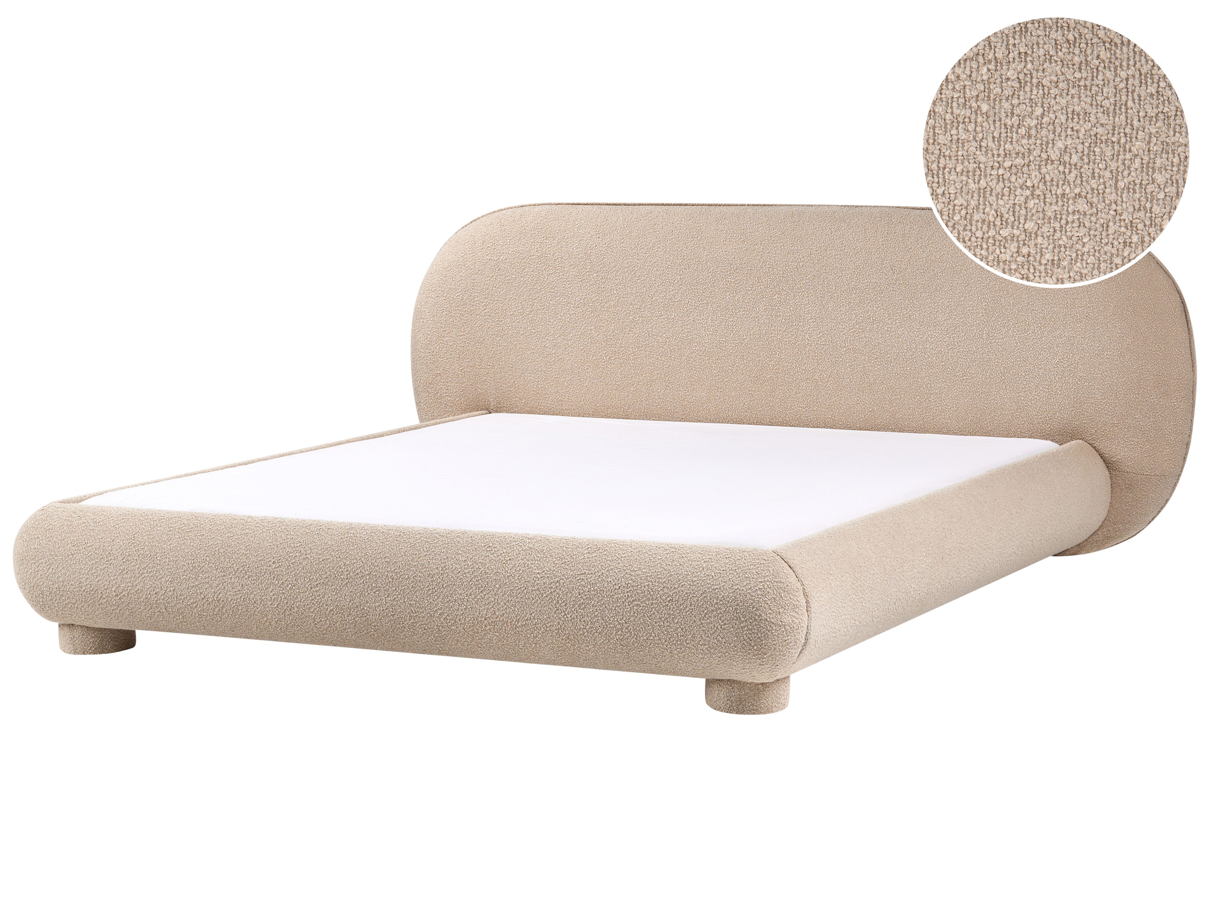 Bed Boucle BAYEL 180 x 200 cm (EU Super King) Taupe