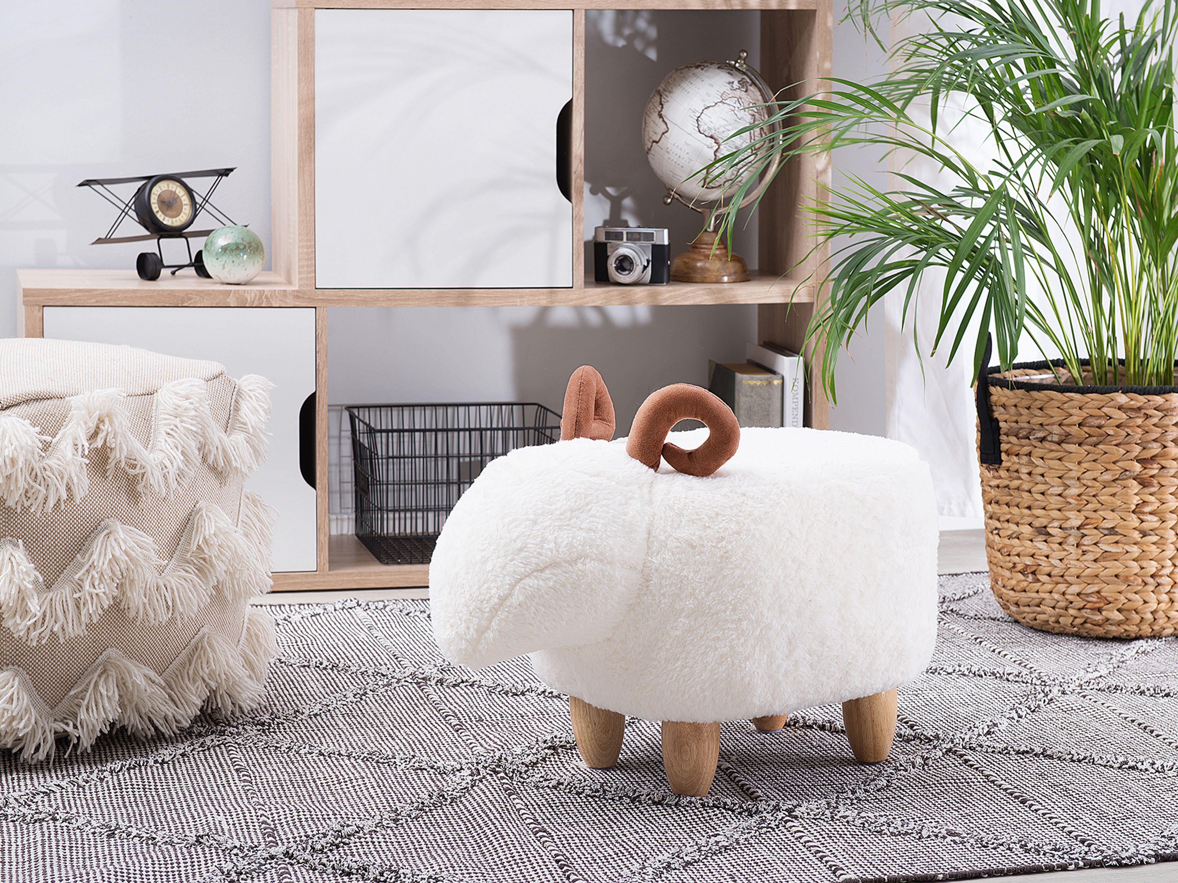 Animal Stool LAMB Fabric White Lamb