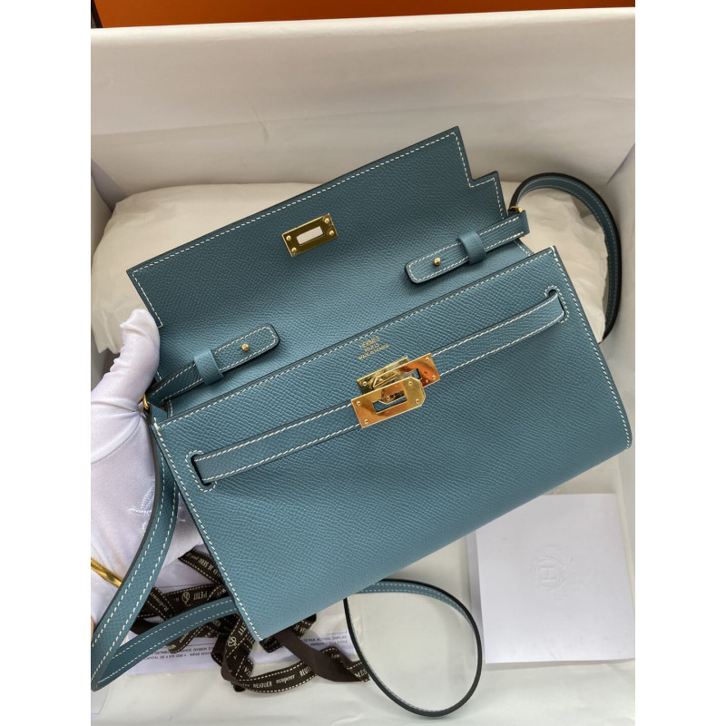 Replica Hermes Kelly Wallet To Go Woc 499041 Blue1:1High-quality replica