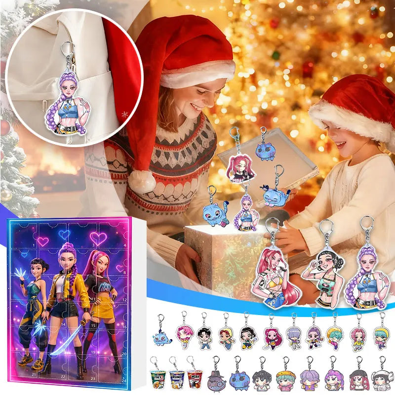Demon Hunters Kpop Adventskalender met 24 Sleutelhangers – Uniek Kerstcadeau voor Fans van Edgy Verzamelobjecten