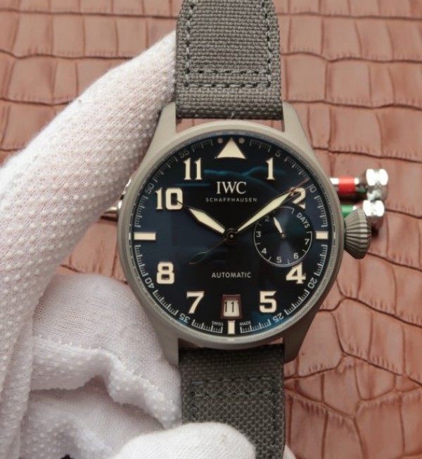 Replica IWC Big Pilot Custom Made Sandblasted SS Case Blue Dial - Top club