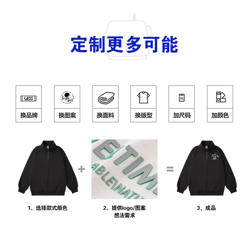 Pure cotton sweatshirt workwear with logo print, cross-border autumn and winter pullover hoodie