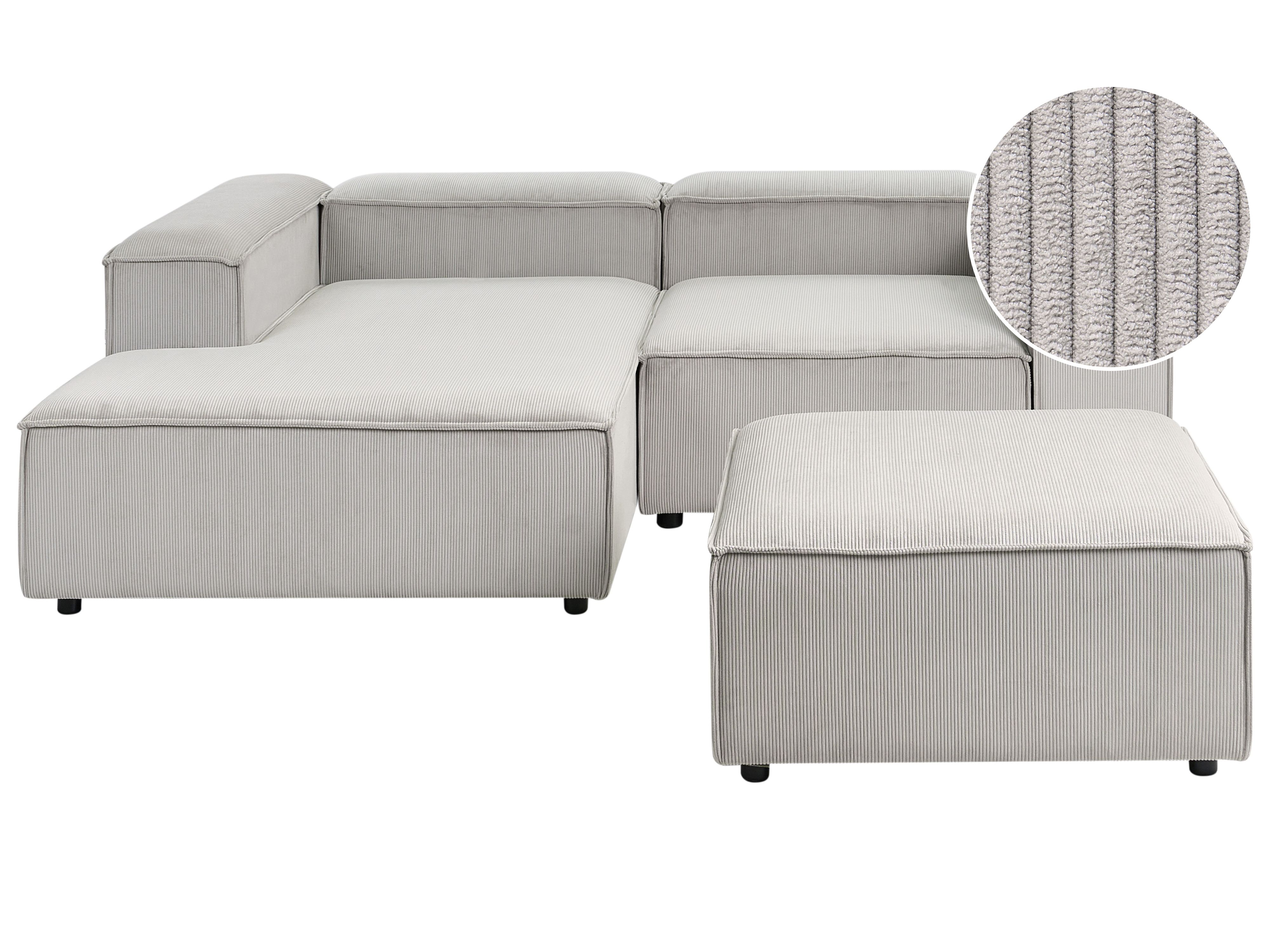 Modular Corner Sofa 3 Seater ARDAL Corduroy Taupe with Ottoman Right Hand