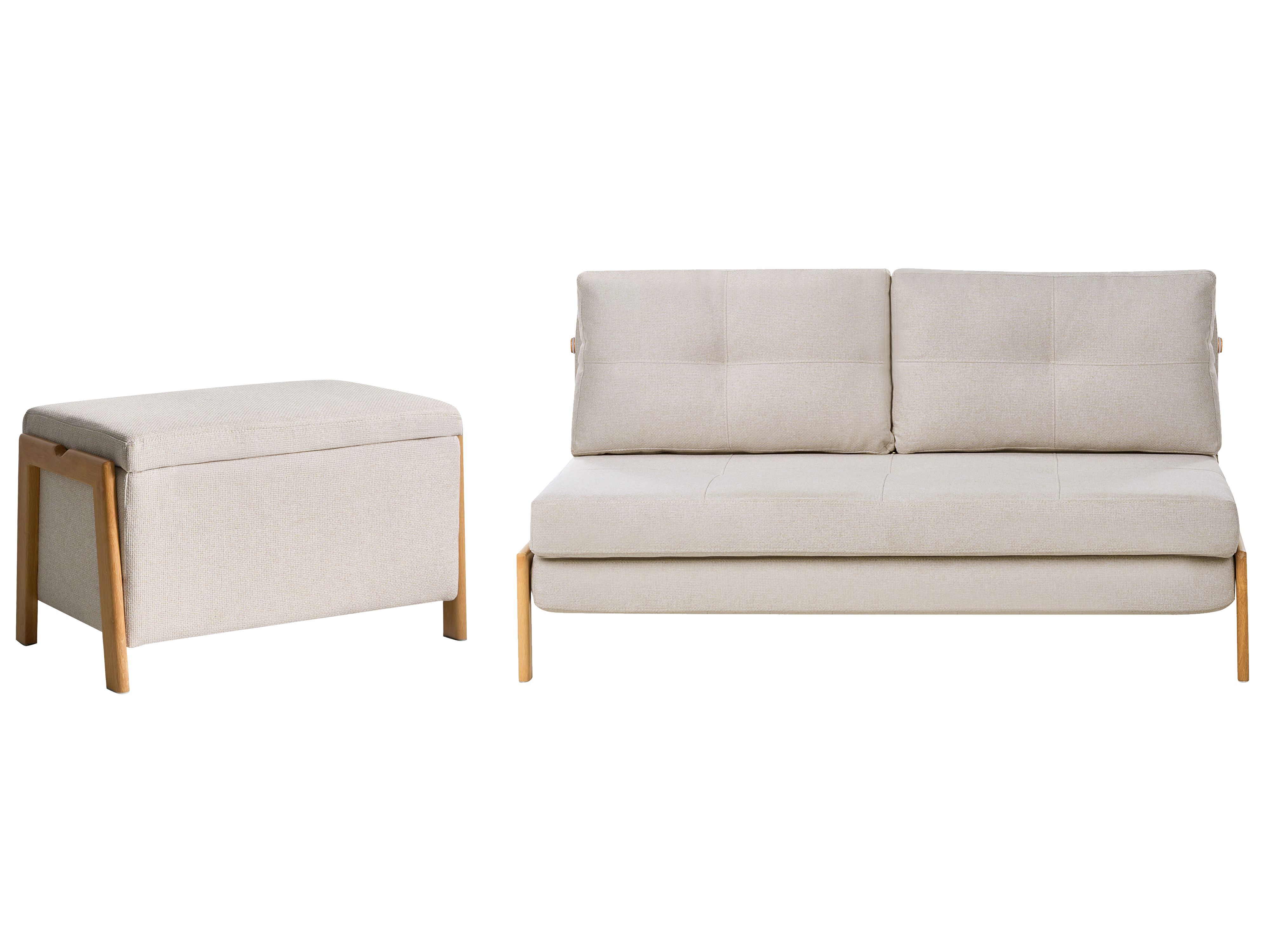 Living Room Set 3 Seater EDLAND Fabric Light Beige with Bench