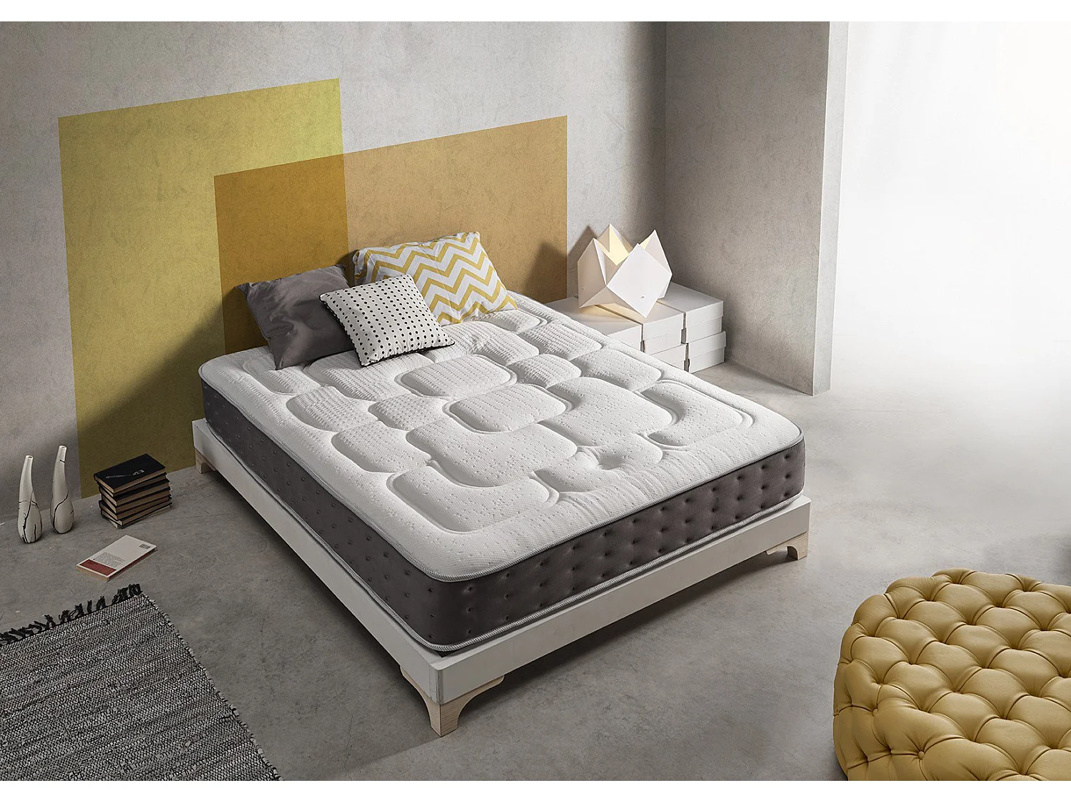 Matelas 180x200 cm Royal Top Viscoélastique et Ressorts  | 30 cm d'Épaisseur | 11 Zones de Confort
