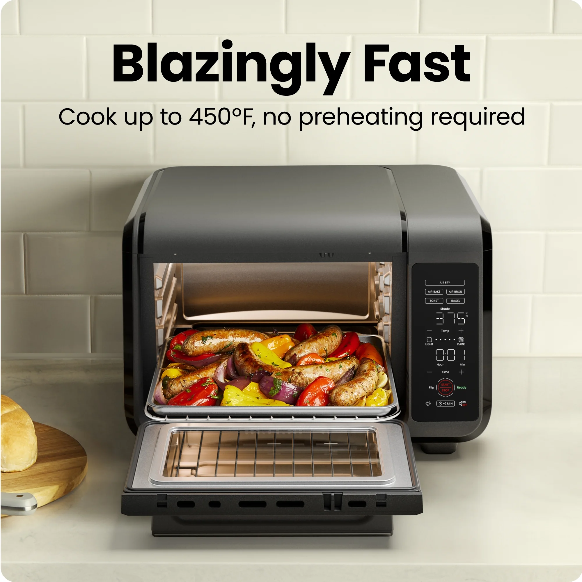 Chefman EasyAir 15 Qt. Toaster Oven Air Fryer, 5 Cooking Functions & 450��F Max Temperature �C Black