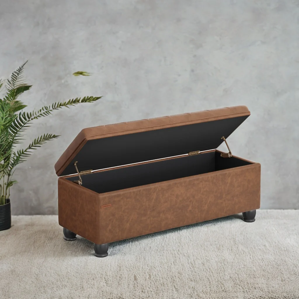 SONGMICS 46.5" Storage Ottoman Bench Storage Bench Bedroom Bench 330lb Load Capacity Solid Wood Legs Light Gray - Image 56