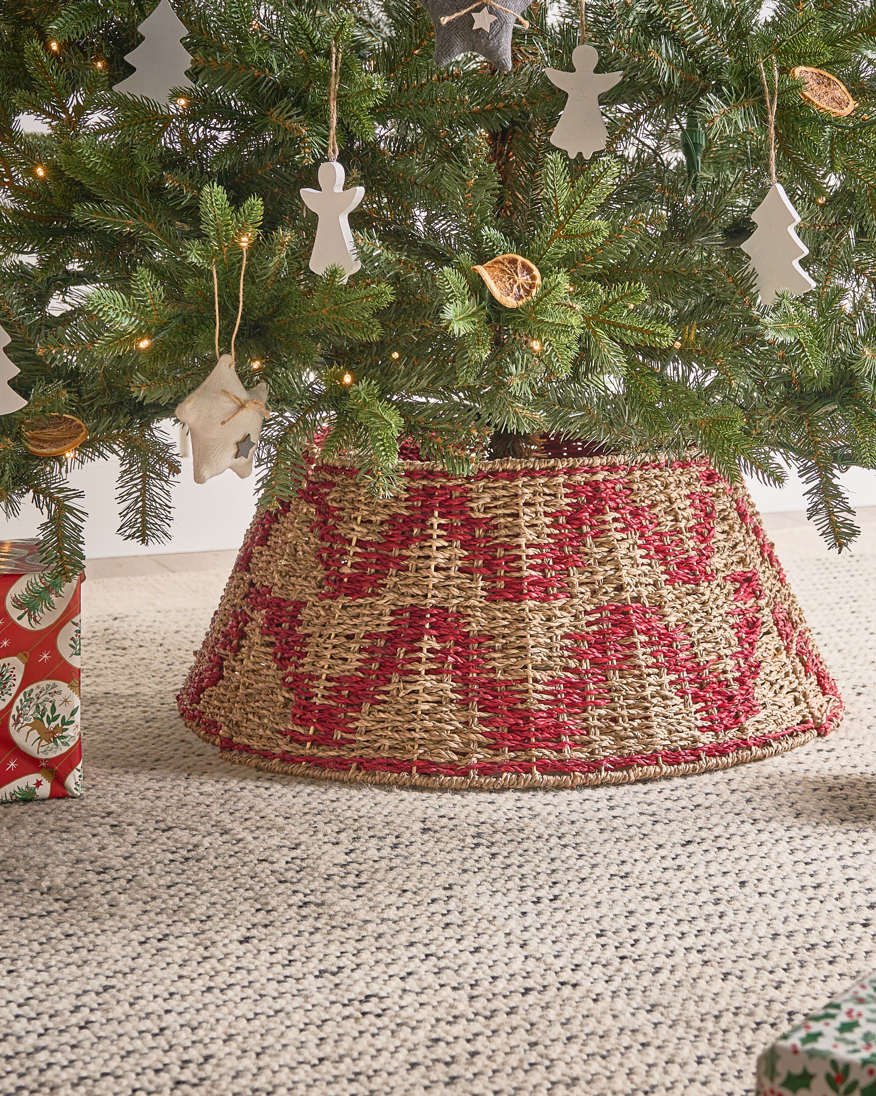 Christmas Tree Collar GLACE Seagrass Red 60 cm