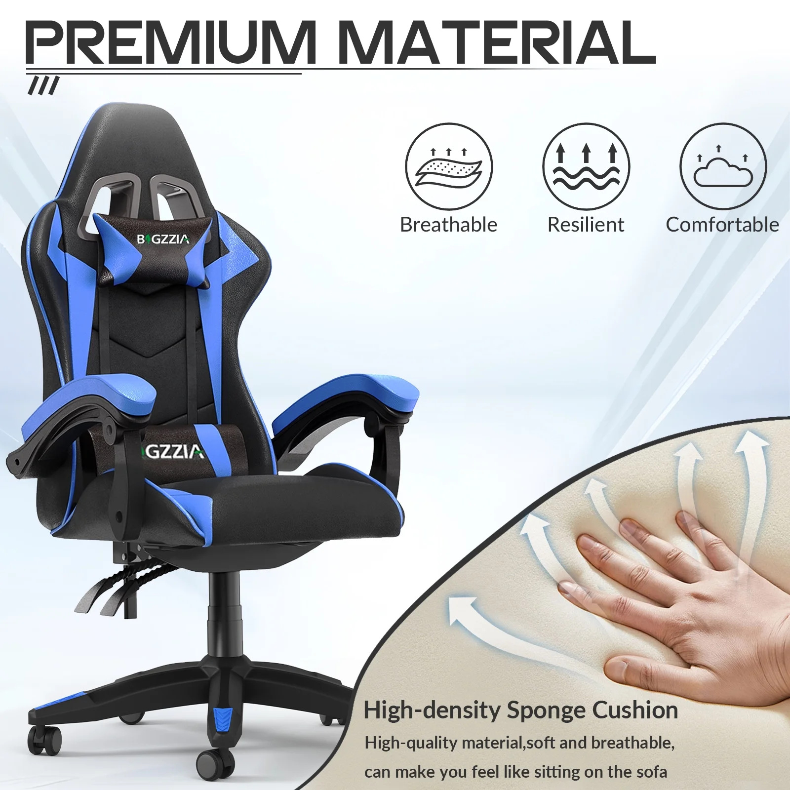 Bigzzia Gaming Chair with Footrest, Gaming Chair for Adult with Headrest and Lumbar Support,Red - Image 63