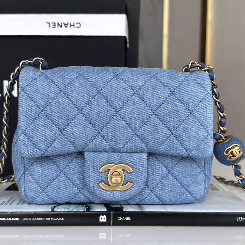 Chanel Classic Flag Bag Quilted Denim 20CM(Replica)1:1High-quality replica
