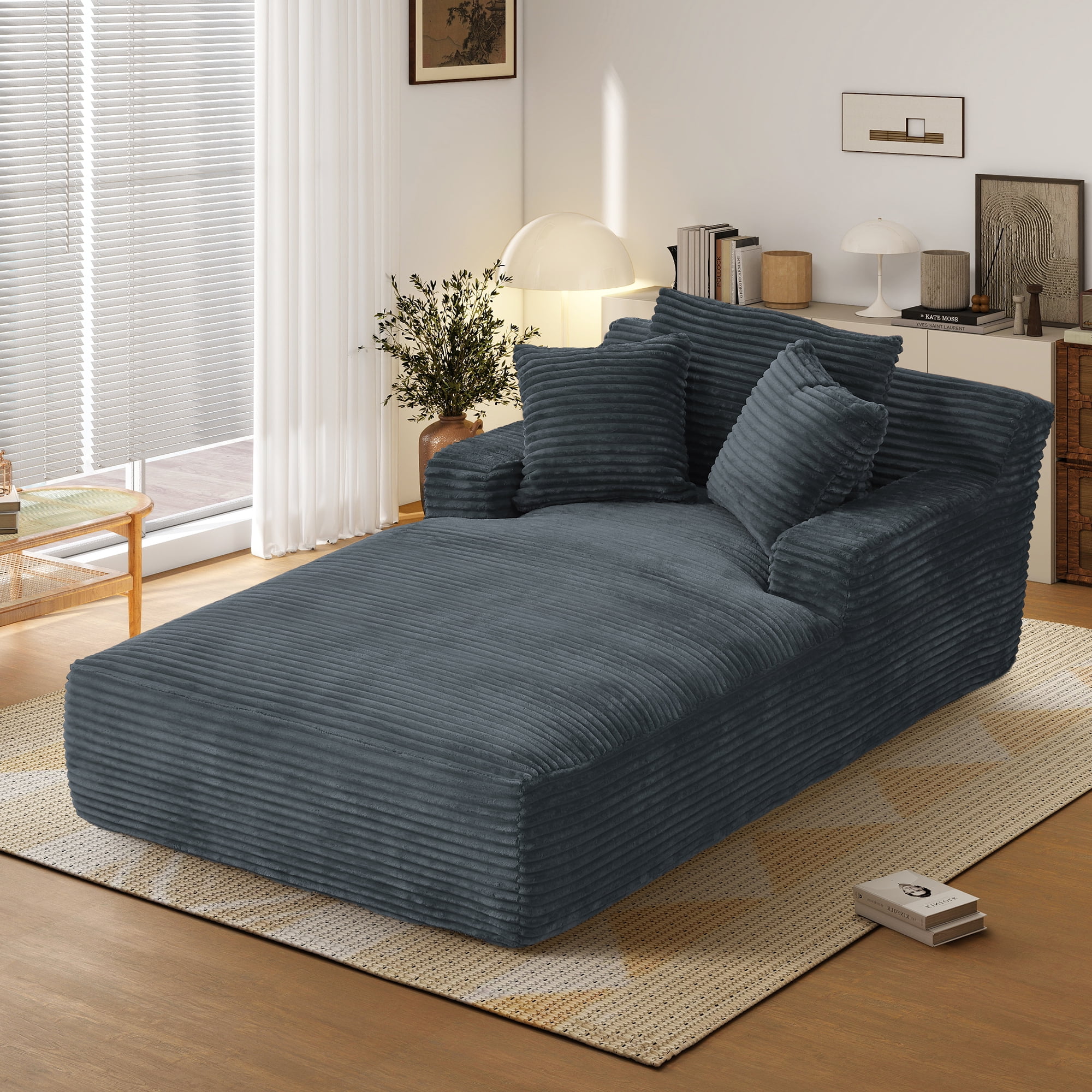 Aukfa 78.7" Extra Long Chaise Lounge Sofa, Oversized Upholstered Couch with 3 Pillows for Indoor Living Room/Bedroom,Orange - Image 56