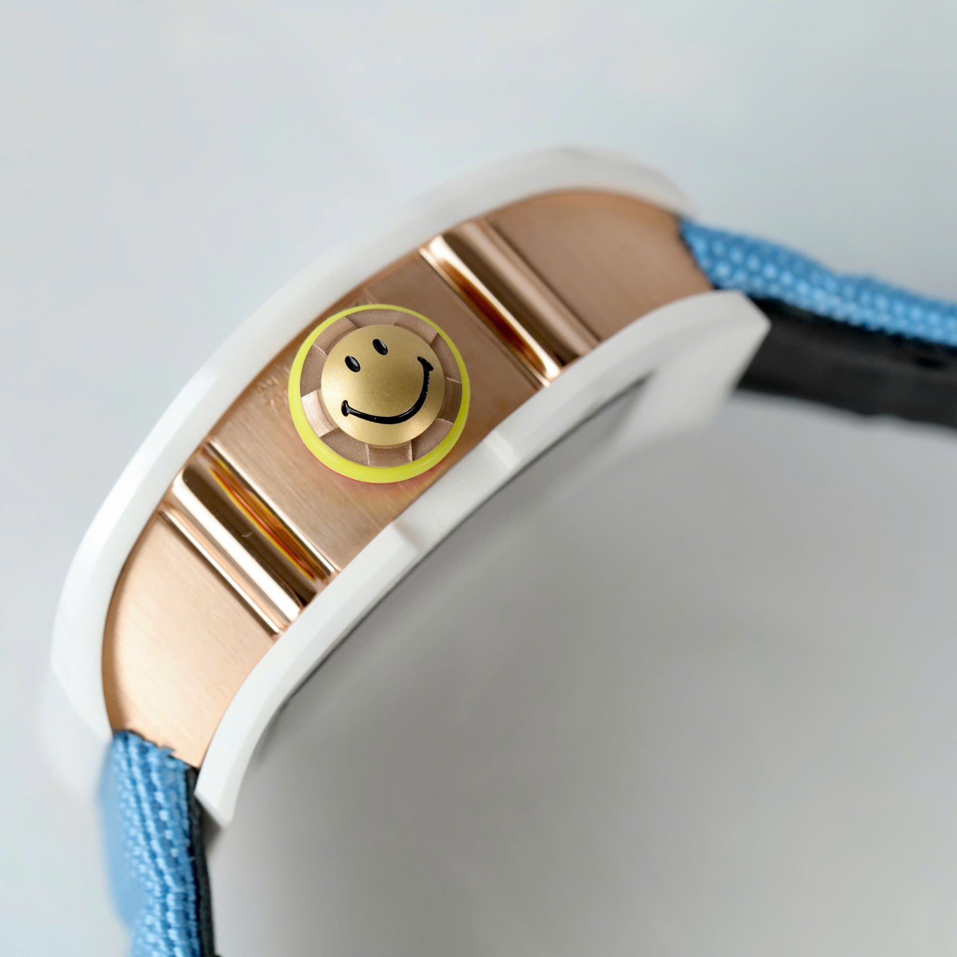 Richard Mille Copies Watches RM88 Smiley Fabic Nato Strap Blue 42mm - Top club