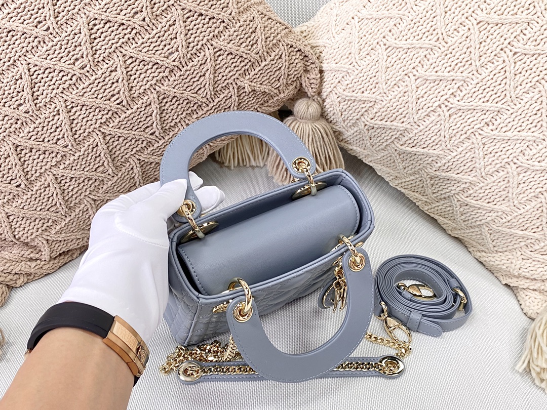 Christian Dior Mini Lady Dior Bag Blue For Women 6.5in/17cm CD M0505SLOI1:1High-quality replica