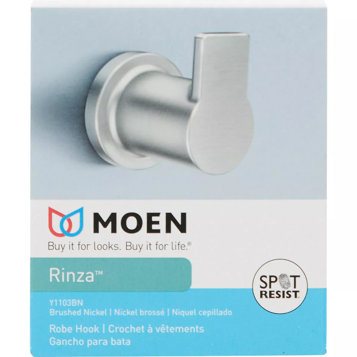Moen Rinza Single Robe Hook, Spot Resist Brushed Nickel