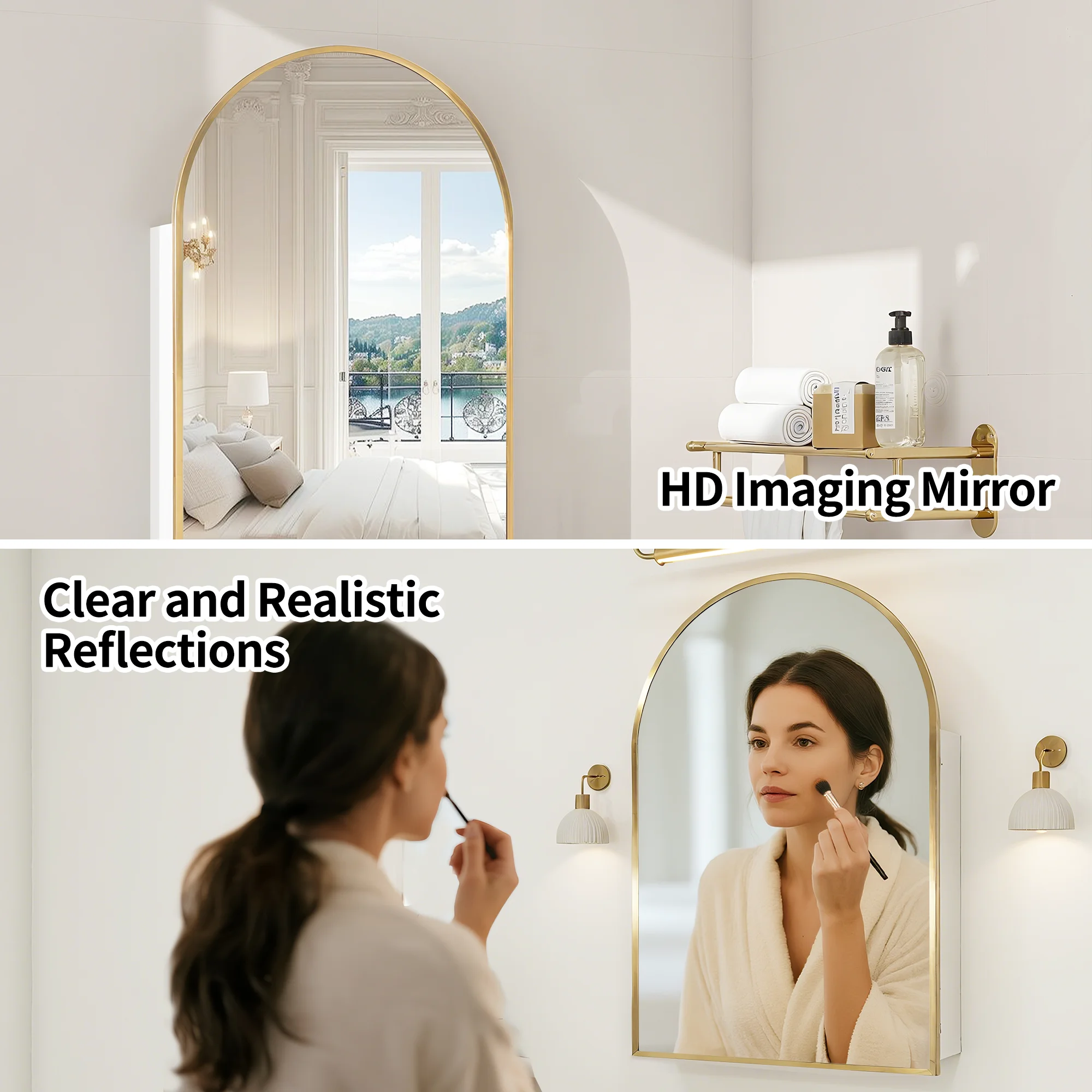 20 x 30 Medicine Cabinet with Mirror,Gold Bathroom Mirror with Storage,Metal Framed Medicine Cabinet Wall Mount with Adjustable Shelves for Bathroom Vanity Modern Farmhouse