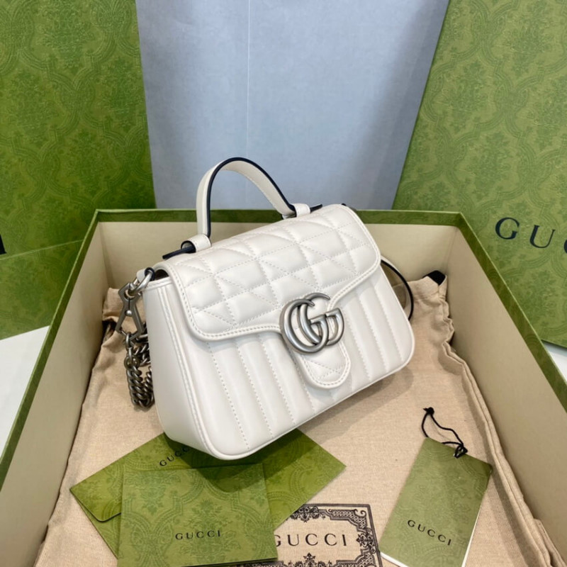Replica Gucci Gg Marmont White Matelasse Leather Mini Top Handle Bag 5835711:1High-quality replica