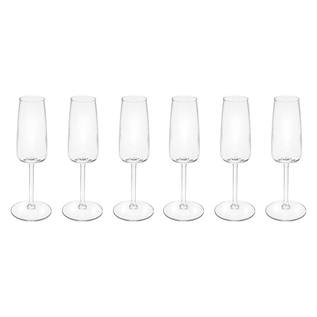 Set of 6 champagne flutes "Tanya" 220 ml, Transparent