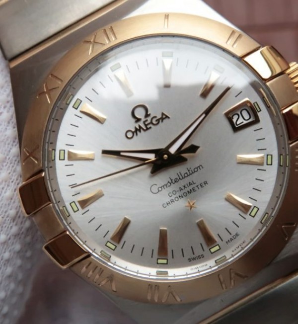 Replica Omega V6 Constellation 35mm White Dial YG Bezel SS Bracelet A2500 - Top club