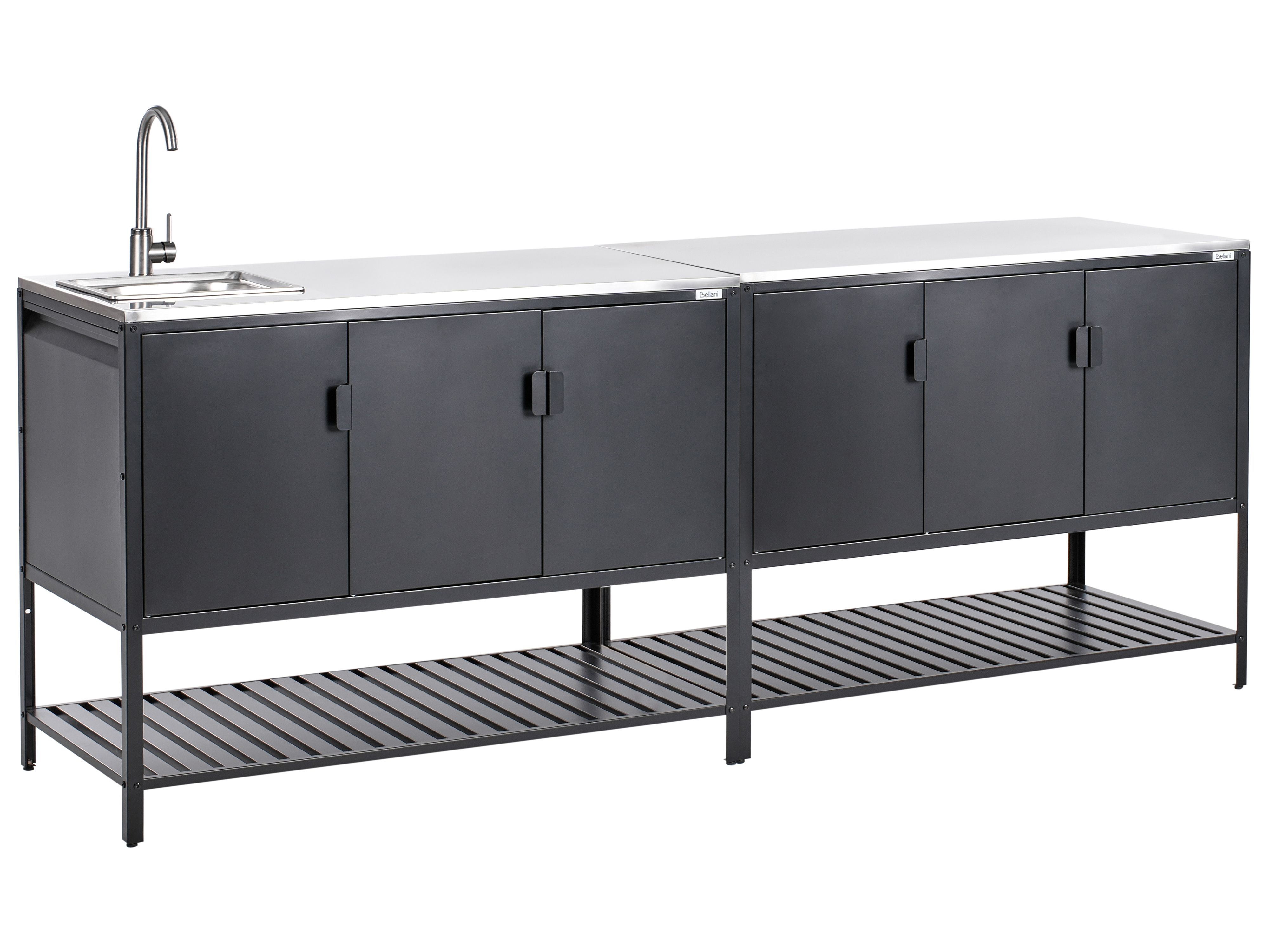 2 Piece Outdoor Kitchen Set with Sink MAENZA Metal Black