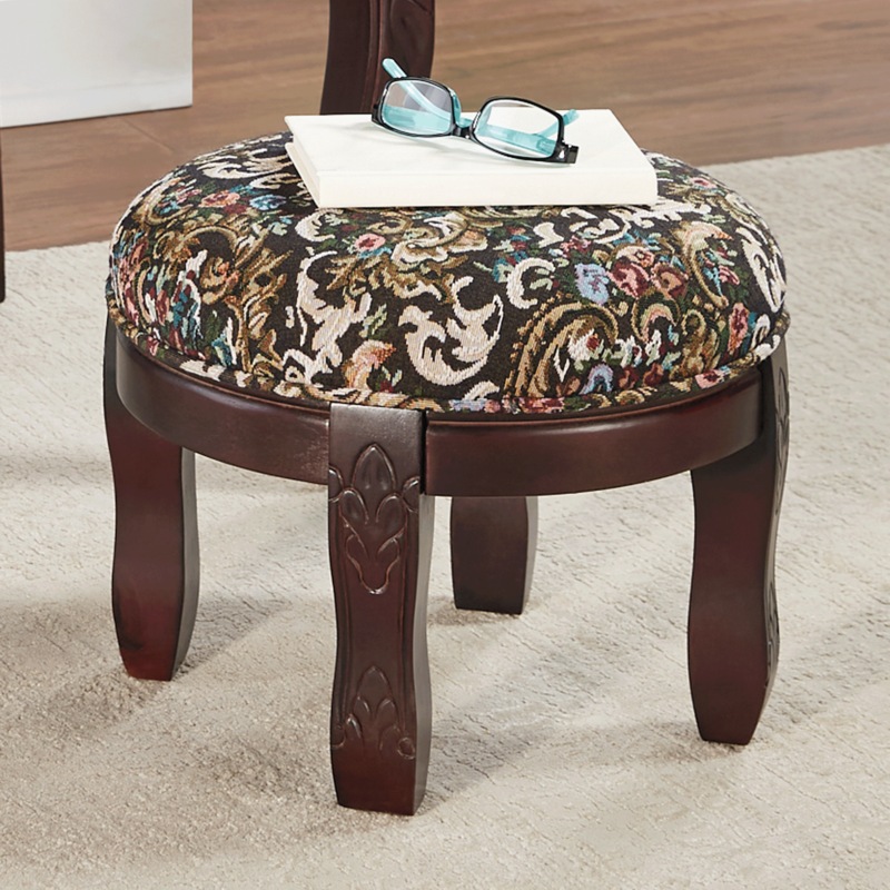 Bianca Carved Footstool - MIDNIGHT VELVET CATALOG