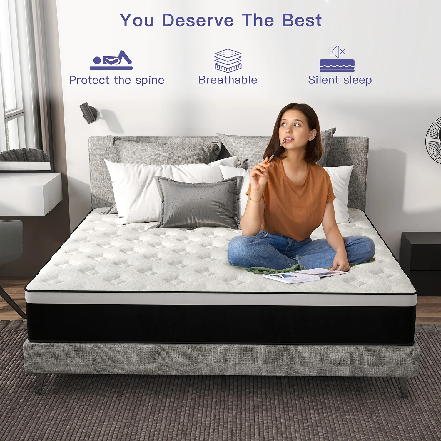 Mulinature 12 inch Full Mattress,Hybrid Mattresses Medium Firm in a Box - Image 4