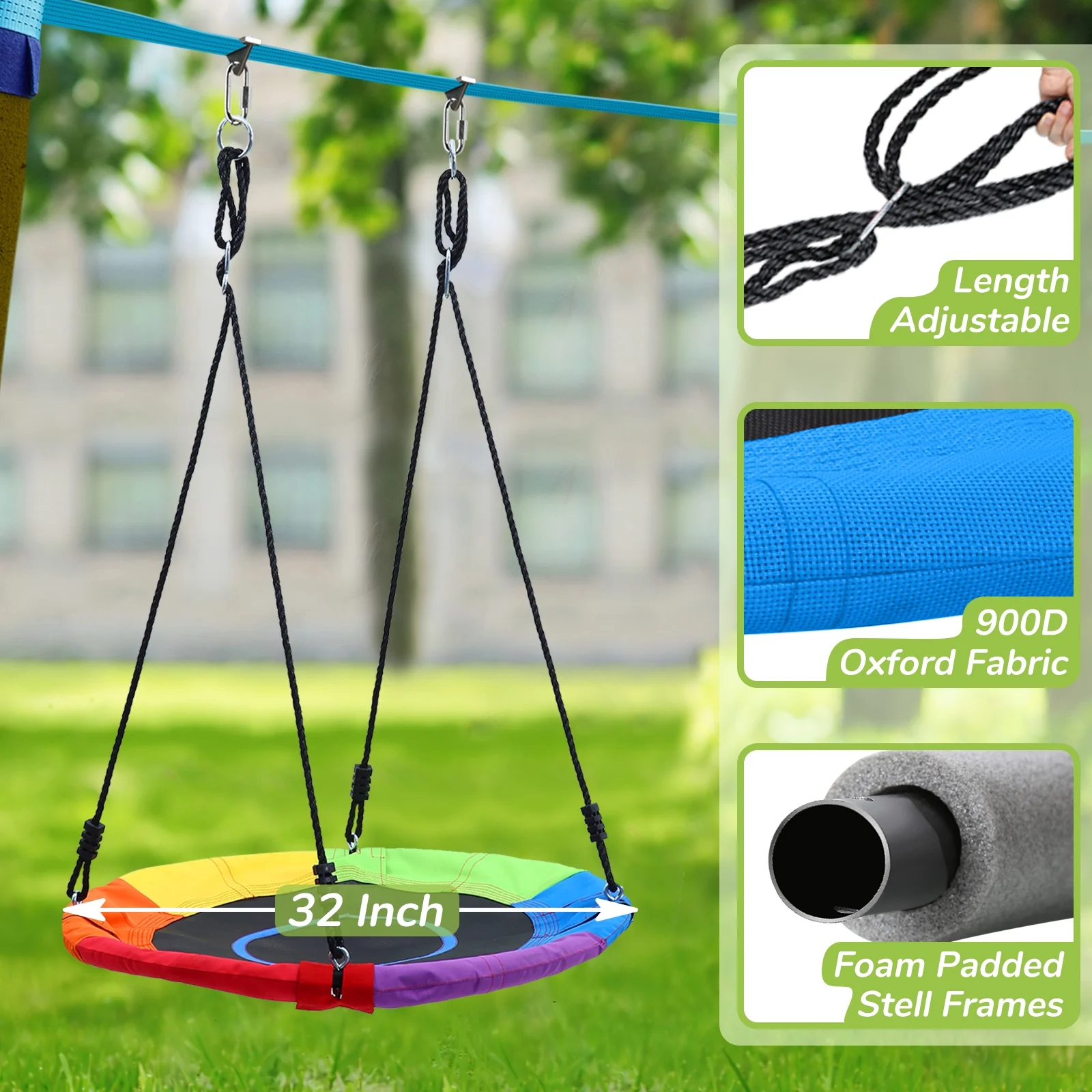 KloKick 50ft Ninja Warrior Obstacle Course with Slackline Monkey Bars and Saucer Swing - Image 6