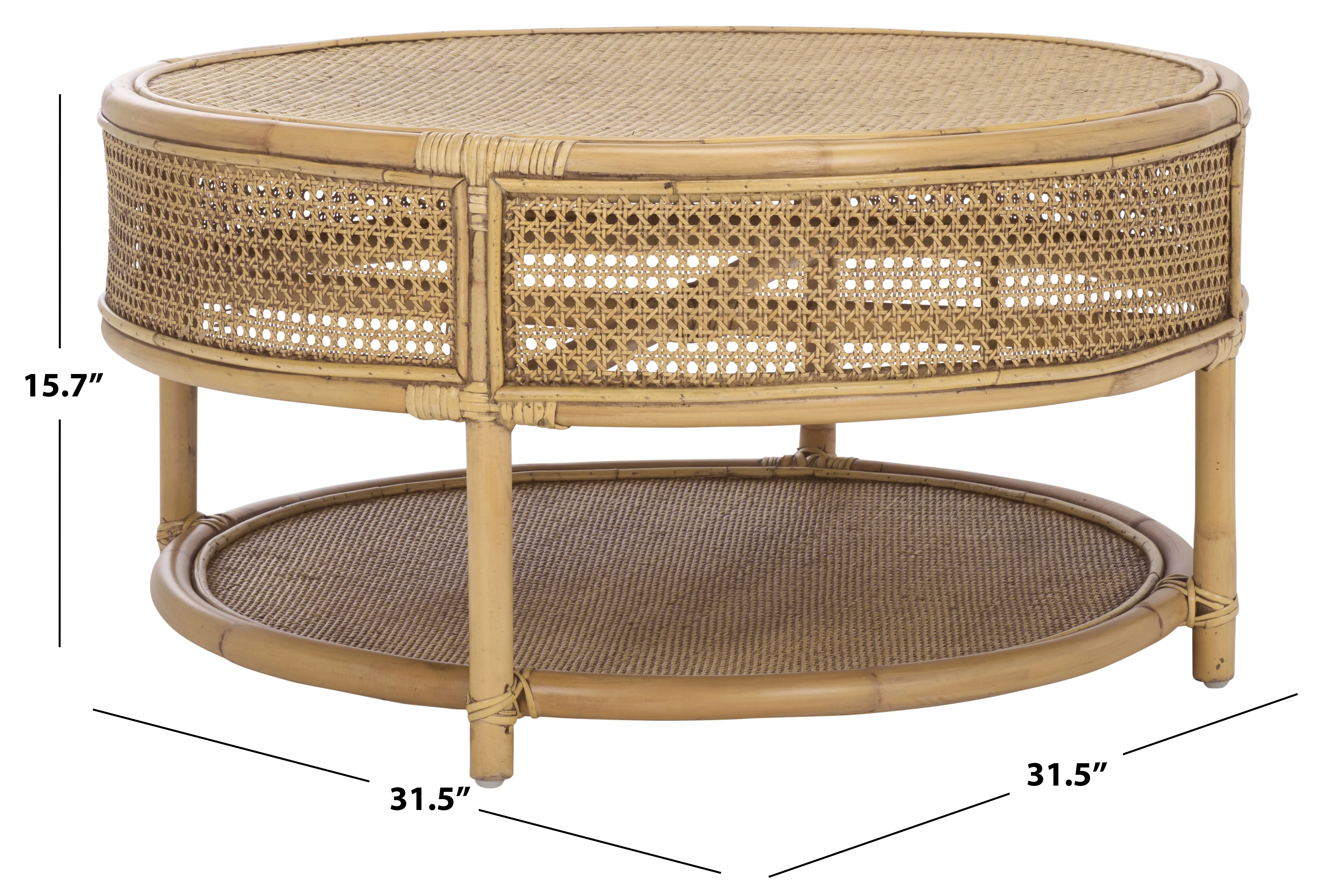 SAFAVIEH Modern Round Rattan Coffee Table, Natural - Image 13